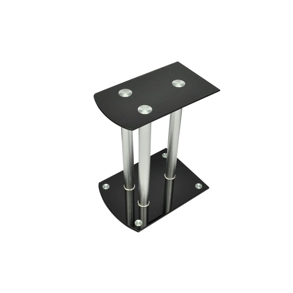 vidaXL Aluminum Speaker Stands with Black Glass Plates - Durable Monitor Speaker Stands for Home & Studio - Vibration Reduction & Floor Protection - Perfect for Bookshelf Speakers, DJ Setups & Home Theaters