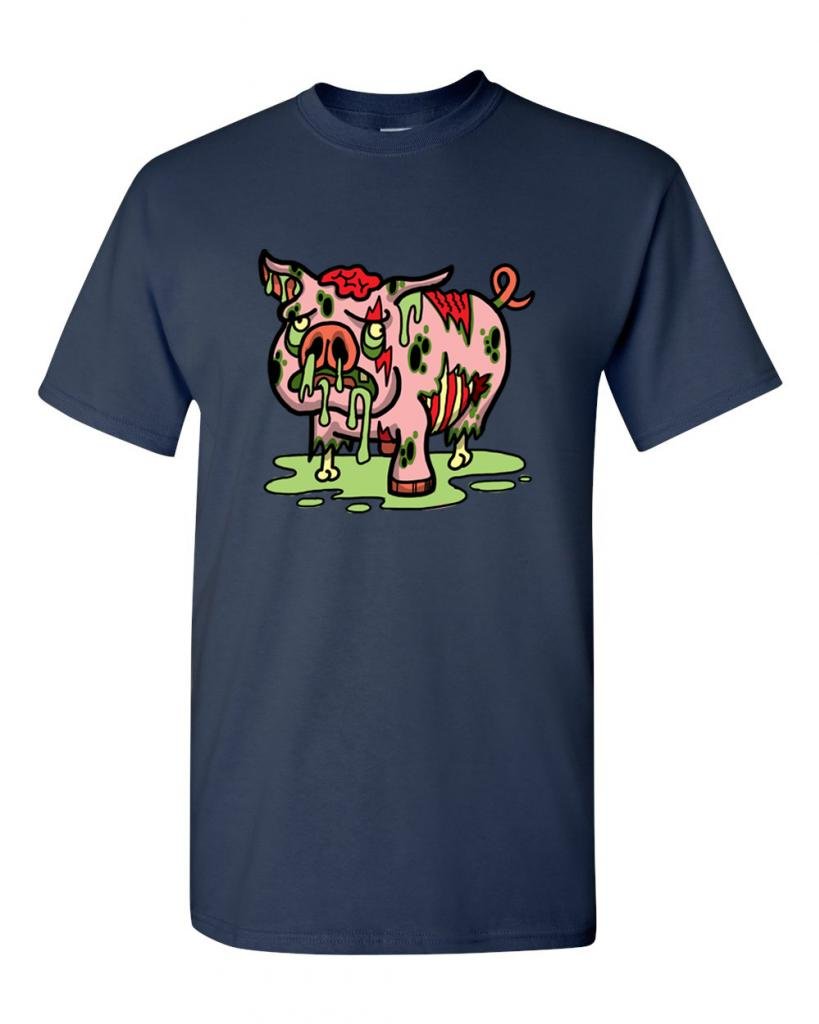 Zombie Pig Undead Animals Graphic T-Shirt for Men & Women | Horror & Halloween Themed Cotton Tee | Perfect for Cosplay, Costume Parties & Horror Fans