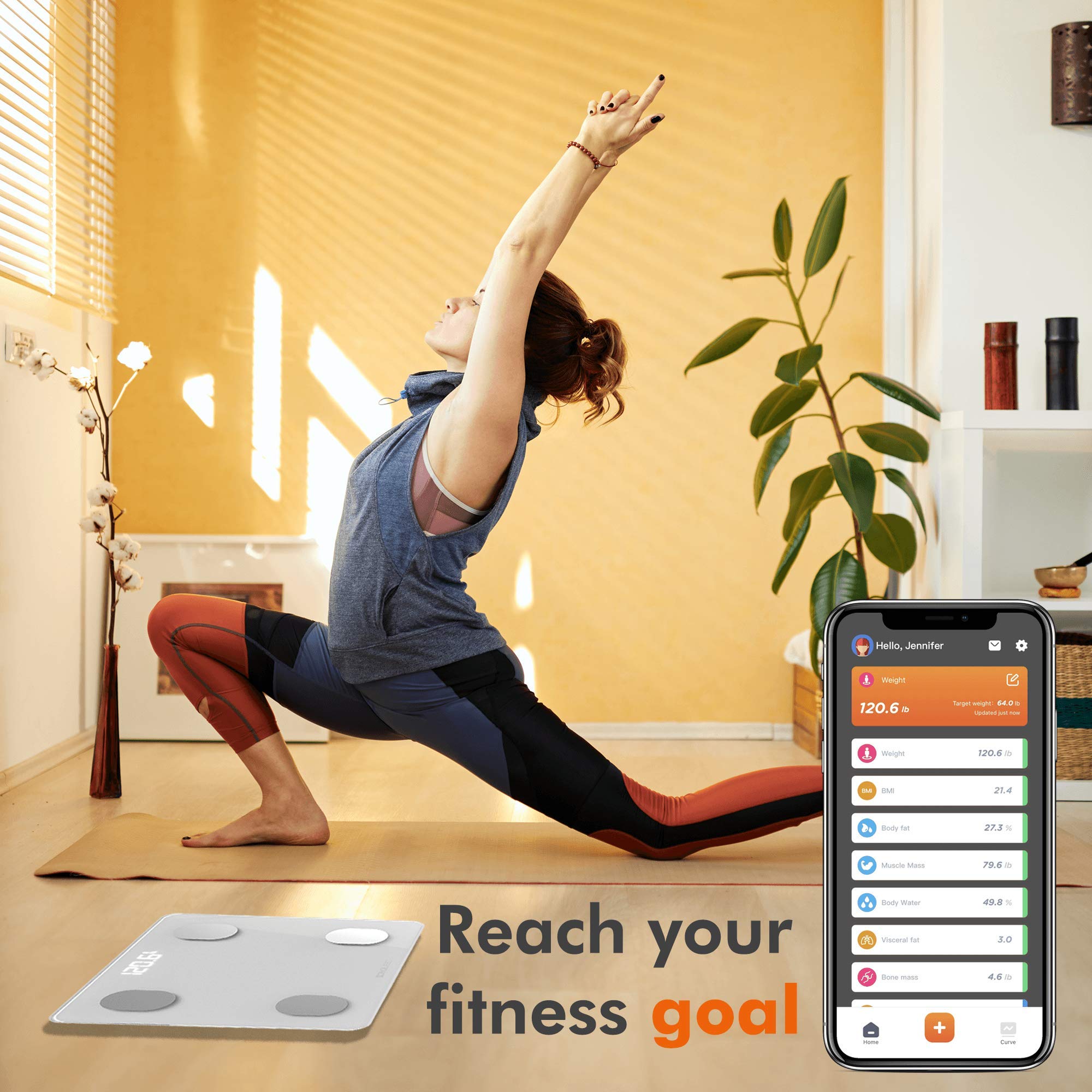 KONQUEST Smart Body Weight Scale - Digital Bathroom BMI Scale with Bluetooth, Body Fat & Composition Analyzer, Health Monitor, 400 lbs Capacity, White - Track Fitness Goals & Monitor Health Progress with Smartphone App for Home Gym & Wellness Routine