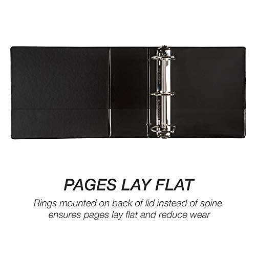 Samsill 5 Inch Durable Binder - 2 Pack, Locking D-Ring, Holds 1050 Pages, Customizable Clear View, Made in USA (Black) - Perfect for Office, School & Document Organization