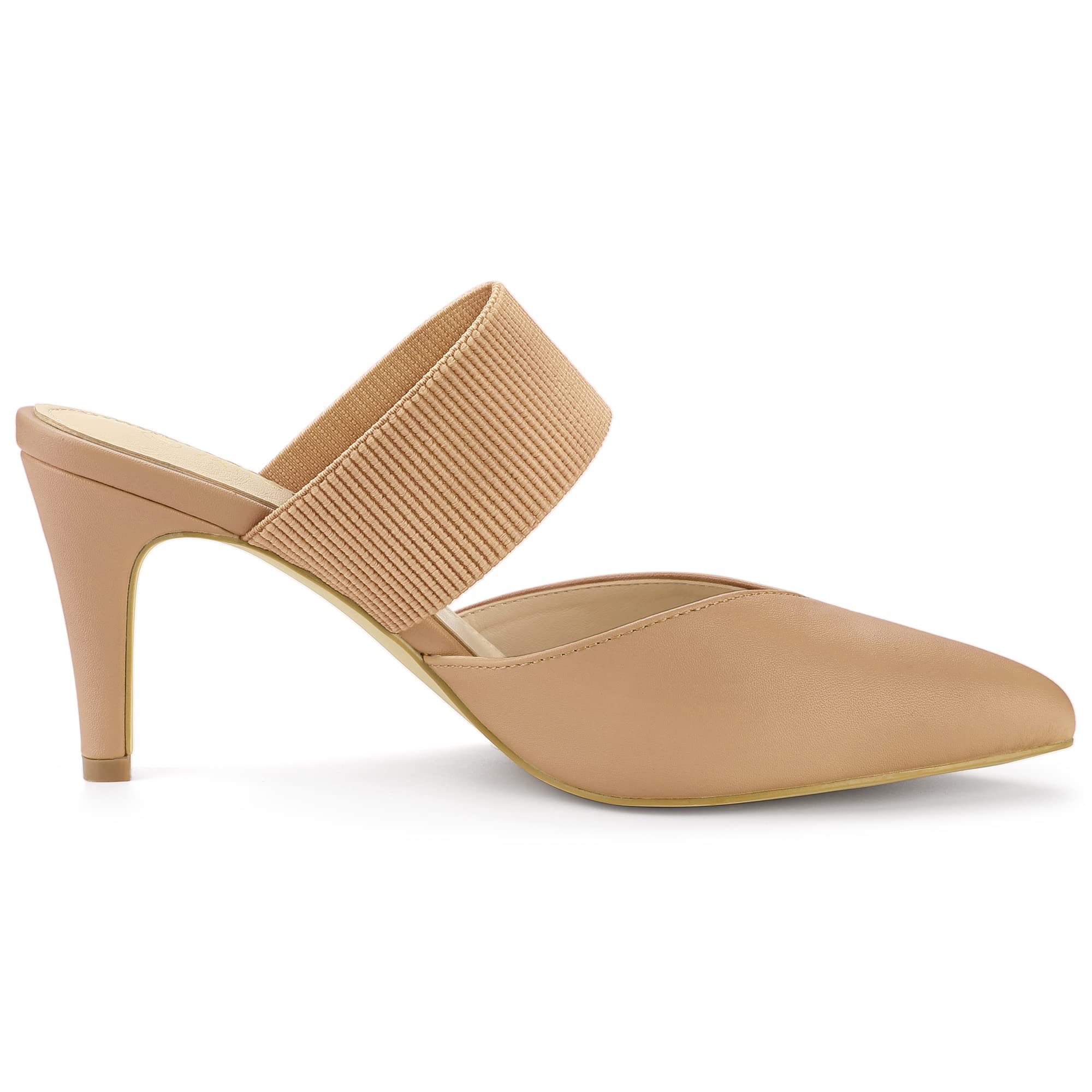 Allegra K Women's Pointed Toe Elastic Strap Stiletto Heels Mules - Comfortable Dress Shoes for Office, Party & Evening Wear