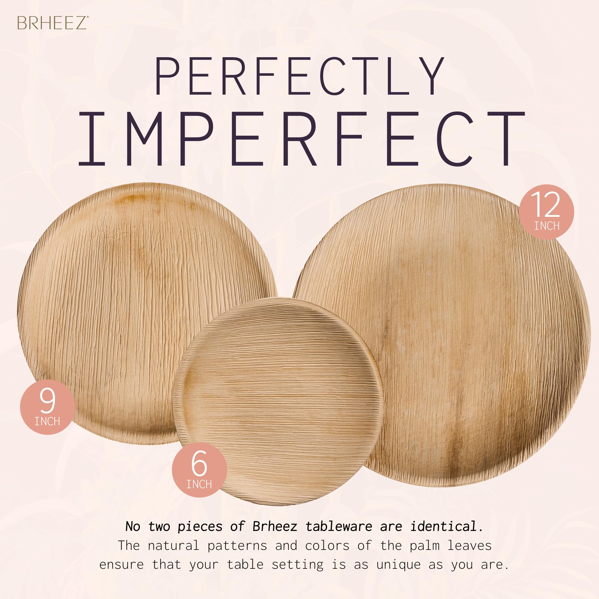 Eco-Friendly 9 Inch Palm Leaf Plates (25 Count) - Biodegradable & Compostable Disposable Dinnerware - Sturdy Bamboo-Look Plates for Parties, Picnics, BBQs & Sustainable Events - Better Than Paper Plates