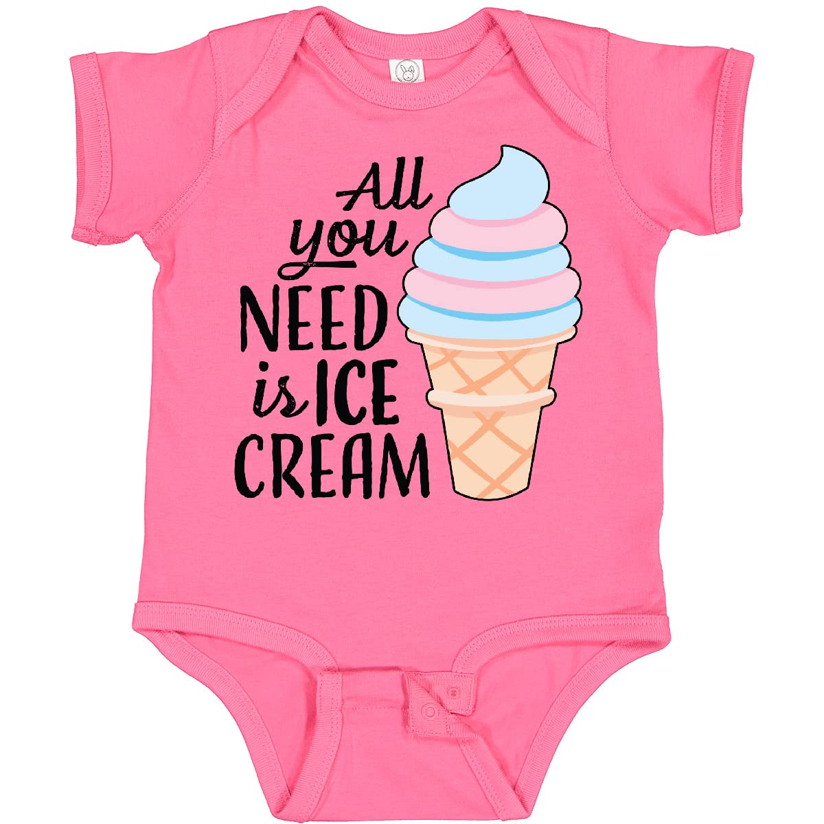 Inktastic All You Need is Ice Cream Baby Bodysuit - Cute Ice Cream Cone Design for Infants & Toddlers - Perfect for Summer Outings, Birthday Parties & Photo Shoots