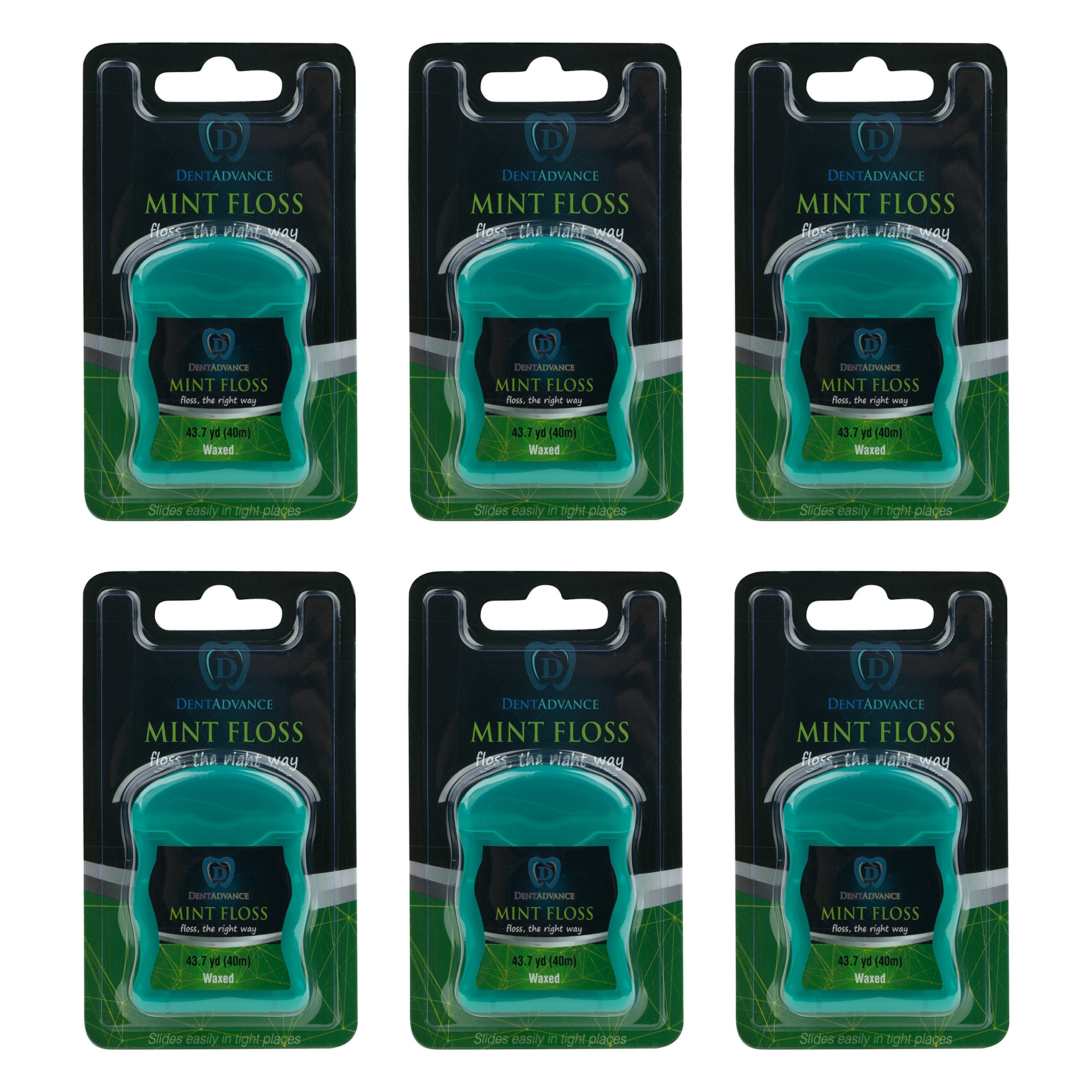 Premium Mint Dental Floss for Easy Back Teeth Cleaning | Waxed, Mint Flavored, 40m (Pack of 6) | Ideal for Travel, Home & Office Oral Care Routine