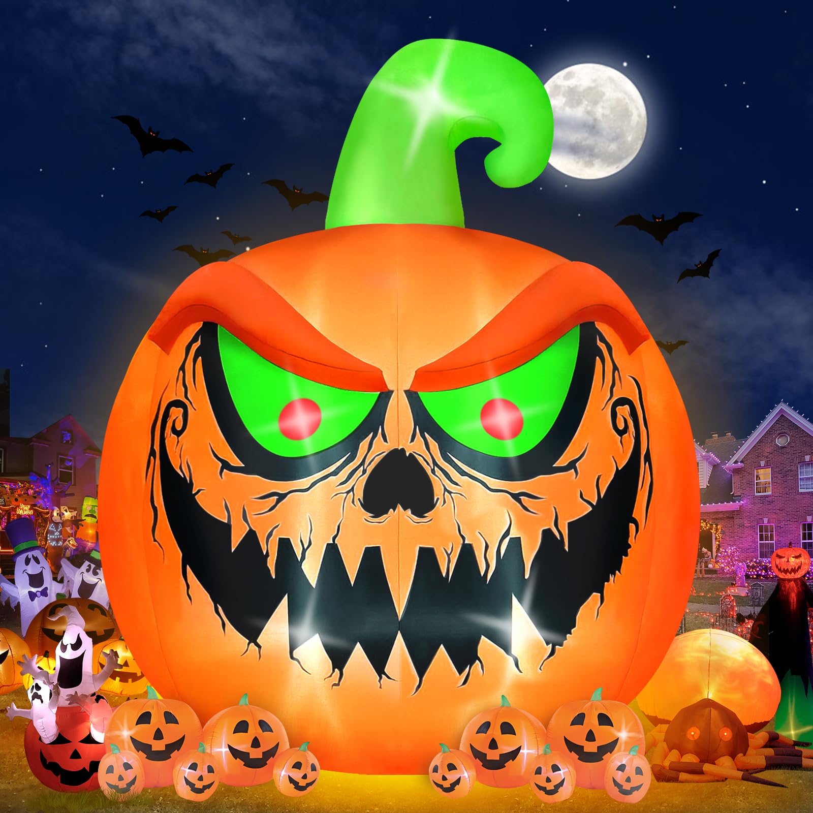 Kalolary 15 FT Giant Halloween Inflatable Pumpkin with Built-in LEDs - Outdoor Indoor Decor for Yard, Garden, Lawn & Party | Spooky Halloween Decoration for Home, Haunted House & Halloween Festivals