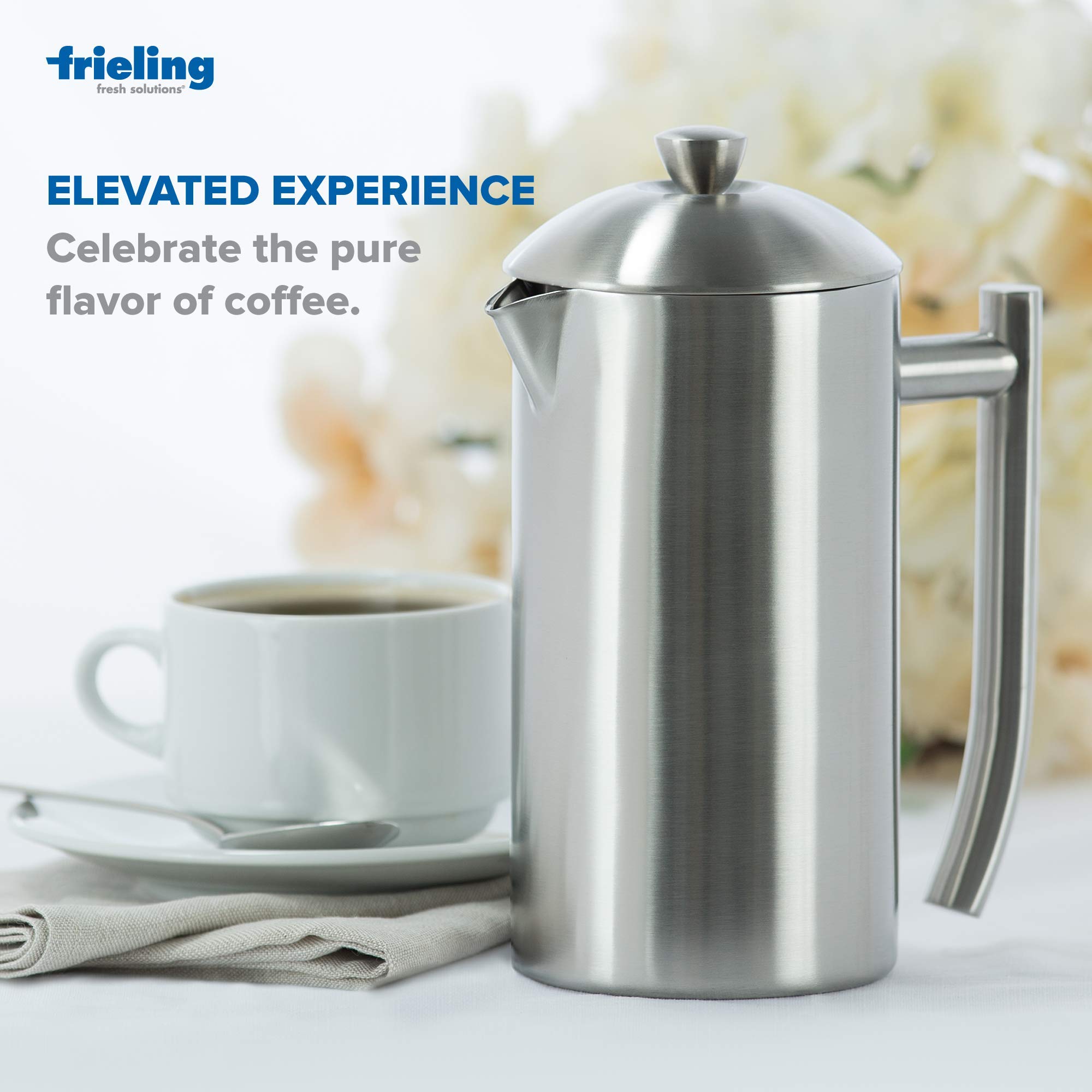 Frieling Double-Walled Brushed Stainless Steel Insulated French Press Coffee Maker - 36 oz Coffee Presser for Home, Office & Camping - Keeps Coffee Hot for Hours - BPA Free & Dishwasher Safe