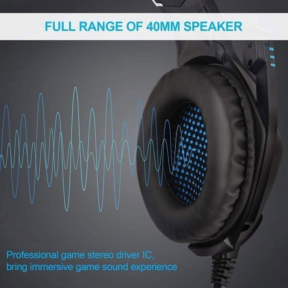 JYYBN Gaming Headset with Retractable Noise Cancelling Mic - 7.1 Surround Sound Over-Ear Headphones for PC, PS4, Xbox - Perfect for FPS Games & Online Chat