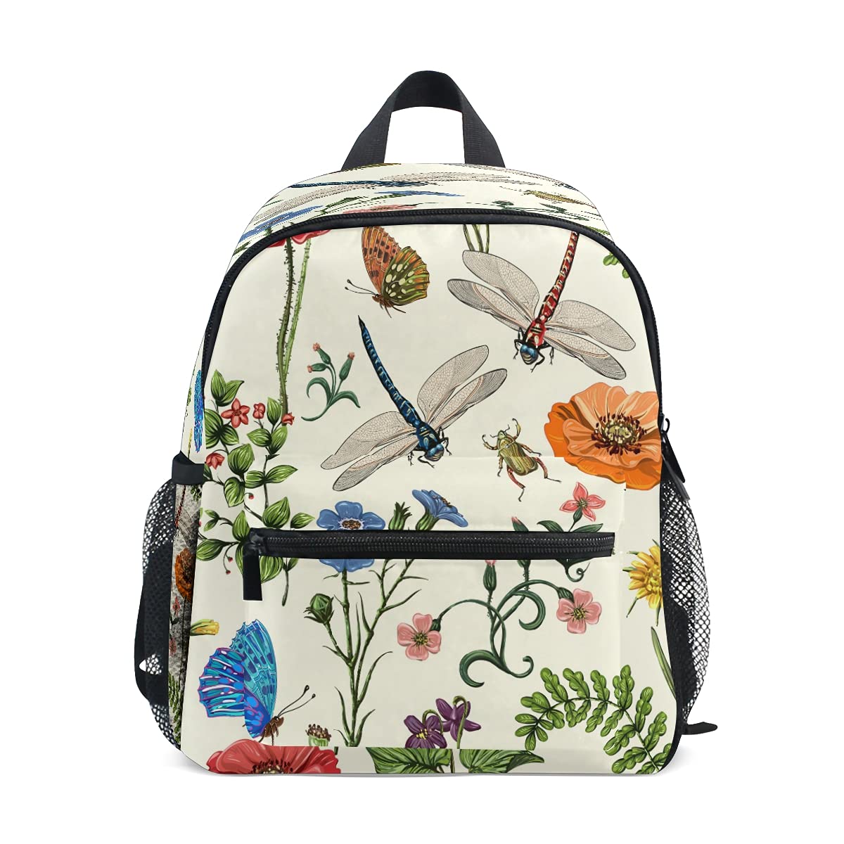 Cute Dragonfly Butterfly Flower Print Toddler Backpack for Boys & Girls - Lightweight Preschool & Kindergarten School Bag with Adjustable Chest Strap - Perfect for Daycare, Travel & Outdoor Adventures