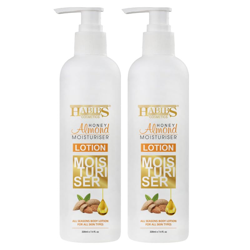 Habibs Honey & Almond Oil Body Lotion for Dry Skin - Ultra Hydrating, Non-Greasy, Fragrance-Free Moisturizer for All Skin Types (440ml) | Perfect for Daily Use, After Shower & Winter Skin Care