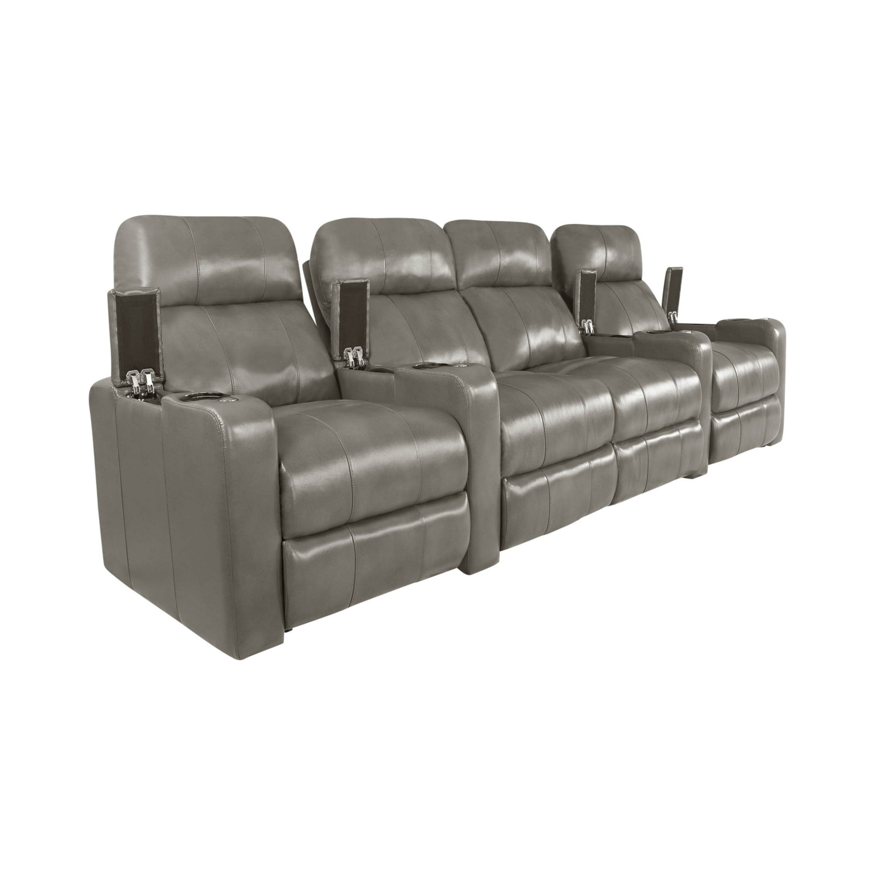RowOne 4-Piece Recliner Set - Ultra Soft Fabric Sectional Sofa with Cup Holders and USB Ports | Perfect for Living Room, Home Theater, and Family Gatherings
