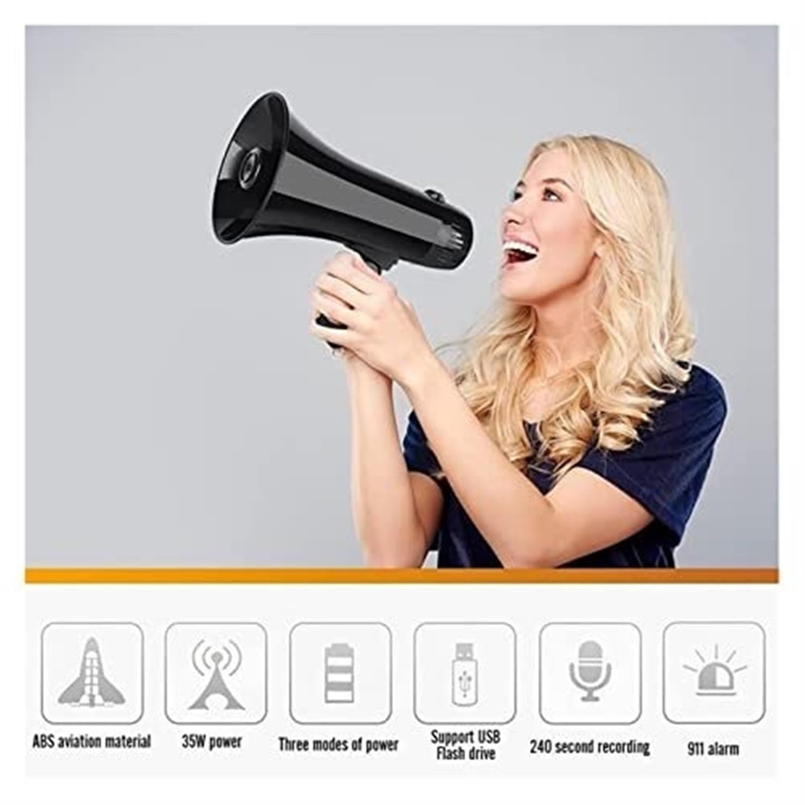 JYARZ Stadium Megaphone - Portable PA Speaker with Detachable Handheld Microphone for Outdoor Events, Sports Games, and Crowd Control