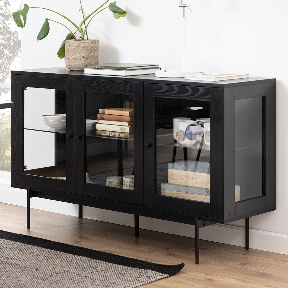 KREMAN 140cm Black Sideboard Buffet Cabinet - Modern Storage Solution for Dining Room, Living Room & Entryway