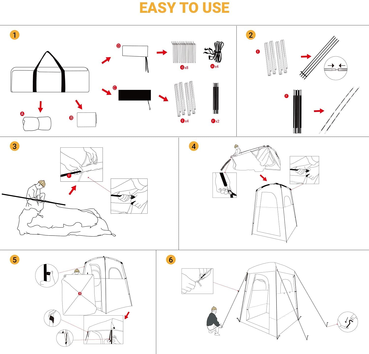 KingCamp Portable Camping Shower Tent with Waterproof Shower Bag - Outdoor Privacy Shelter for Camping, Beach, Hiking & Backpacking