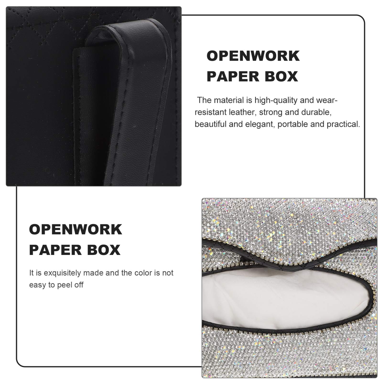Premium PU Leather Car Tissue Box Holder - Elegant Car Napkin Cover & Sun Catcher Accessory for Women (Miss White Acrylic Set) - Perfect for SUV, Sedan, and Office Desk Organization