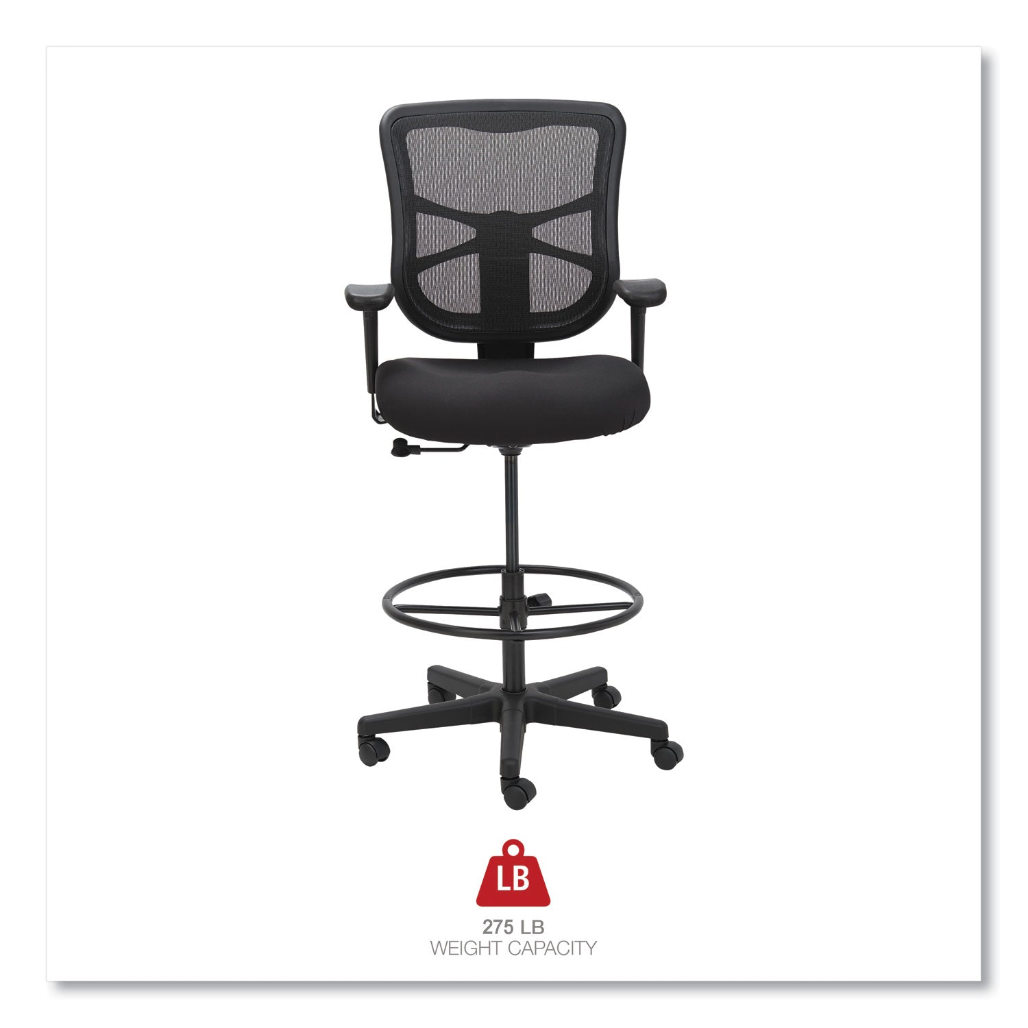 Alera Elusion Series Adjustable Mesh Stool - 275 lb Weight Capacity, 22.6