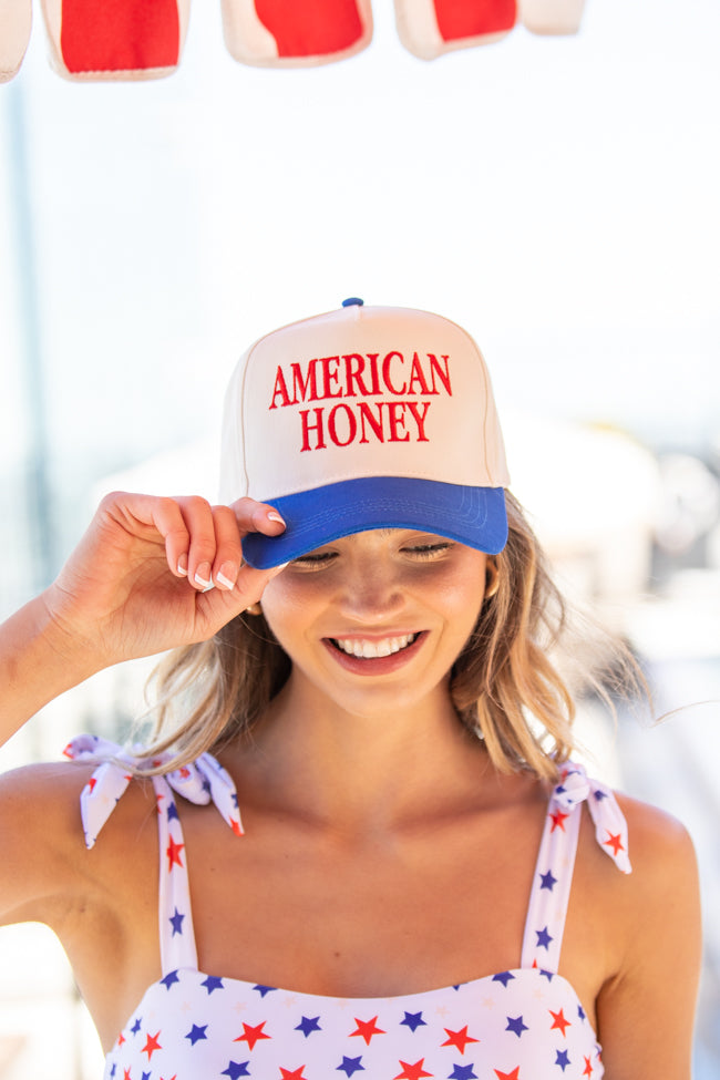 American Honey Blue Trucker Hat - Adjustable Mesh Back Cap for Men & Women - Perfect for Outdoor Activities, Sports, and Casual Wear