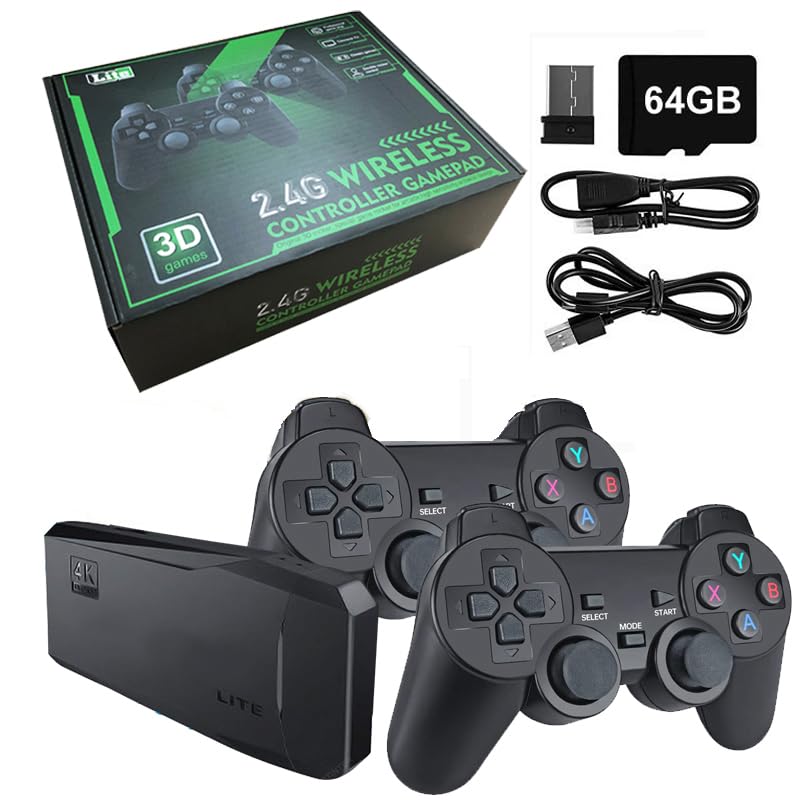 Wireless Retro Game Console with 20,000+ Built-in Games - 4K HD TV Gaming Stick, Plug & Play, 9 Classic Emulators, Dual 2.4G Wireless Controllers - Perfect for Family Game Nights & Nostalgic Gaming Experiences