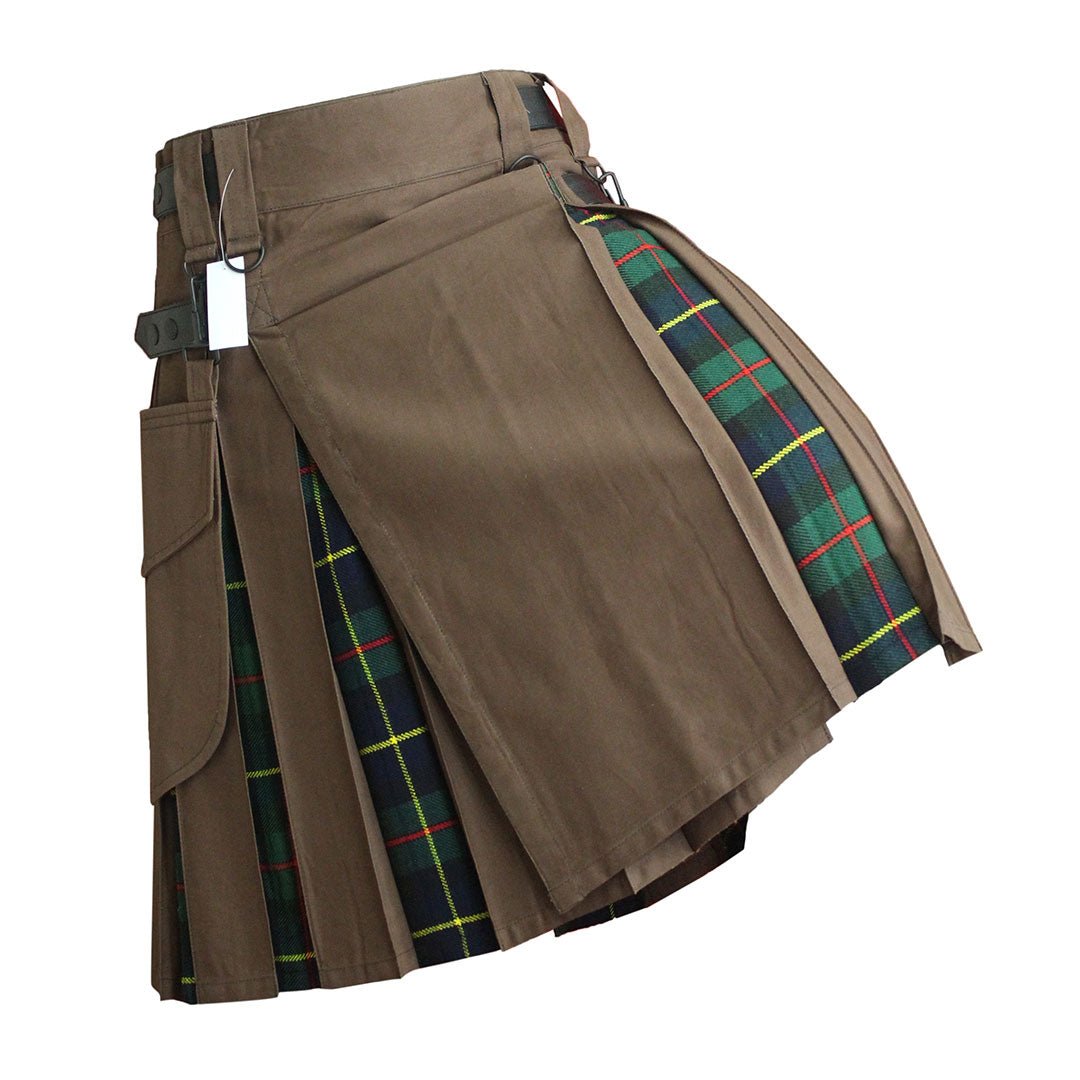 Hybrid Kilt in Brown Tartan - Traditional Scottish Style for Men | Perfect for Highland Games, Weddings & Cosplay