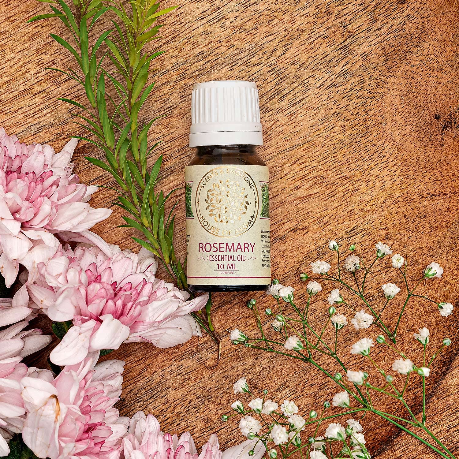 Organic Rosemary Essential Oil for Hair Growth & Scalp Care - 100% Pure Natural Aromatherapy Oil to Fight Dandruff, Prevent Hair Loss, Moisturize Skin & Reduce Dark Circles - Perfect for DIY Beauty, Massage & Home Fragrance (10ml)