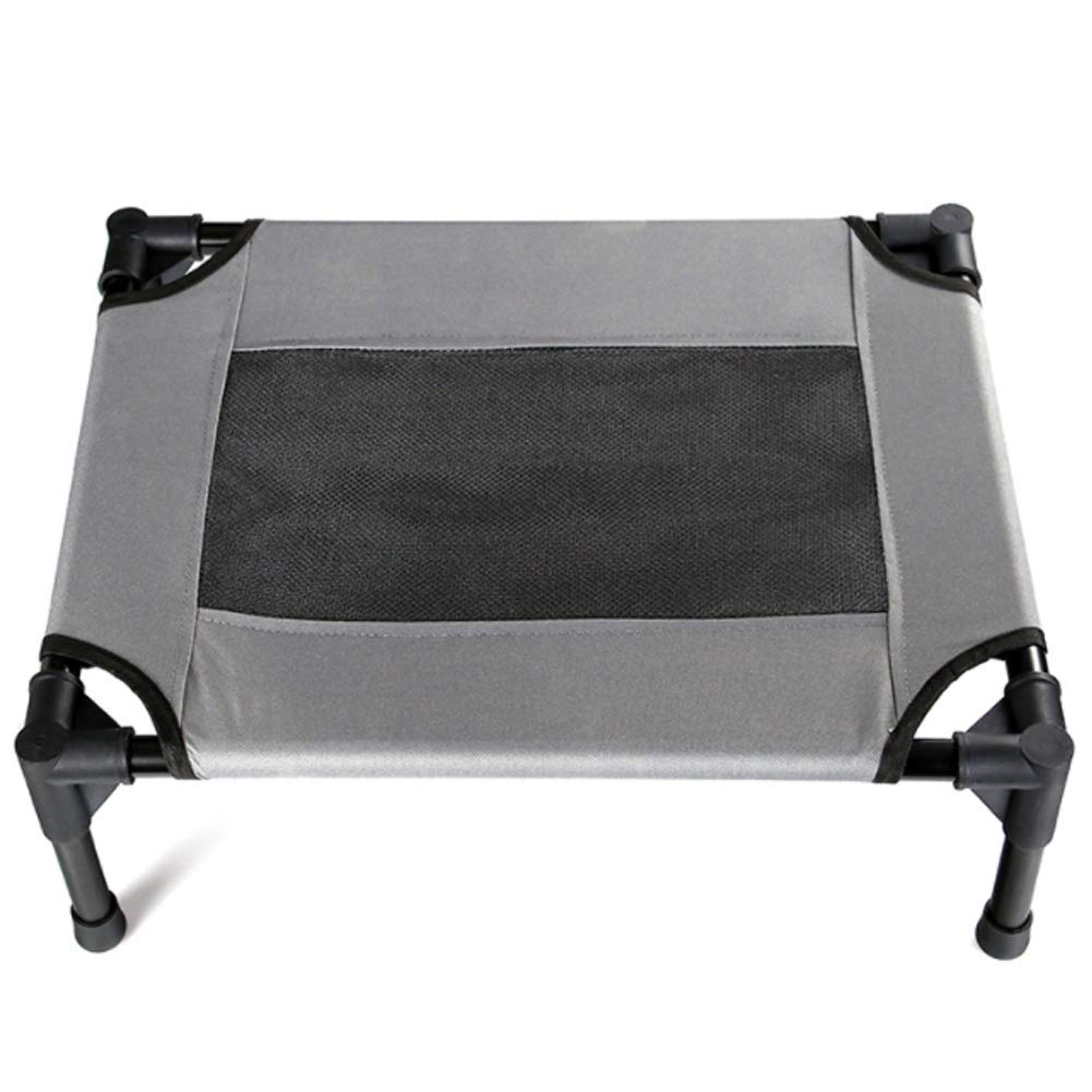 Elevated Dog Bed with Detachable Cover - Waterproof & Washable Raised Pet Cot with Cooling Mesh Center - Portable XL Gray Outdoor Kennel Bed for Travel, Camping, Home & Backyard Use