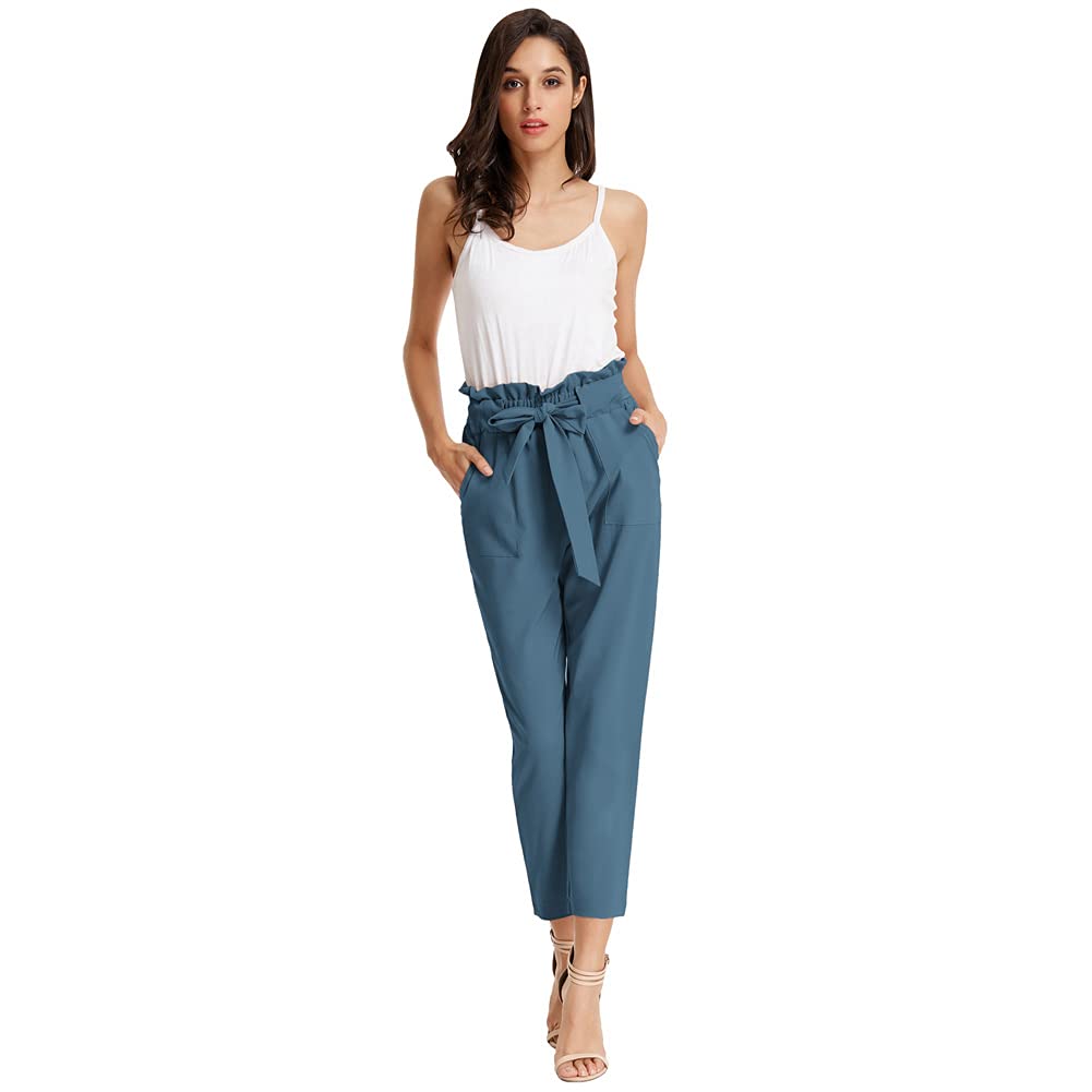 GRACE KARIN Women's High Waisted Paper Bag Pants - Slim Fit Office Work Pants for Women, Comfortable Stretch Pencil Pants for Business Casual & Professional Wear