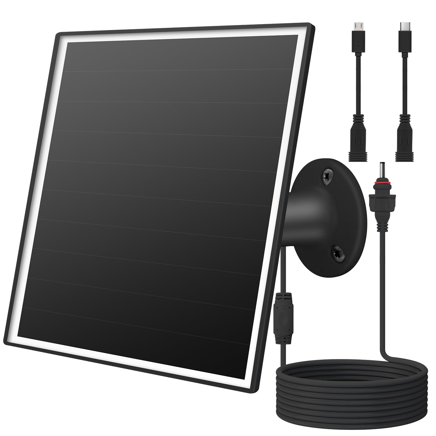 6W Solar Panel Charger for Outdoor Security Cameras - Waterproof IP65, 5V DC Output with 9.8ft Cable - Compatible with eufy, Wyze, Ring Cameras (Micro USB/USB-C/DC) - Fast Charging & Battery Protection Stabilization System - Perfect for Home Security, Backyard Monitoring & Off-Grid Surveillance