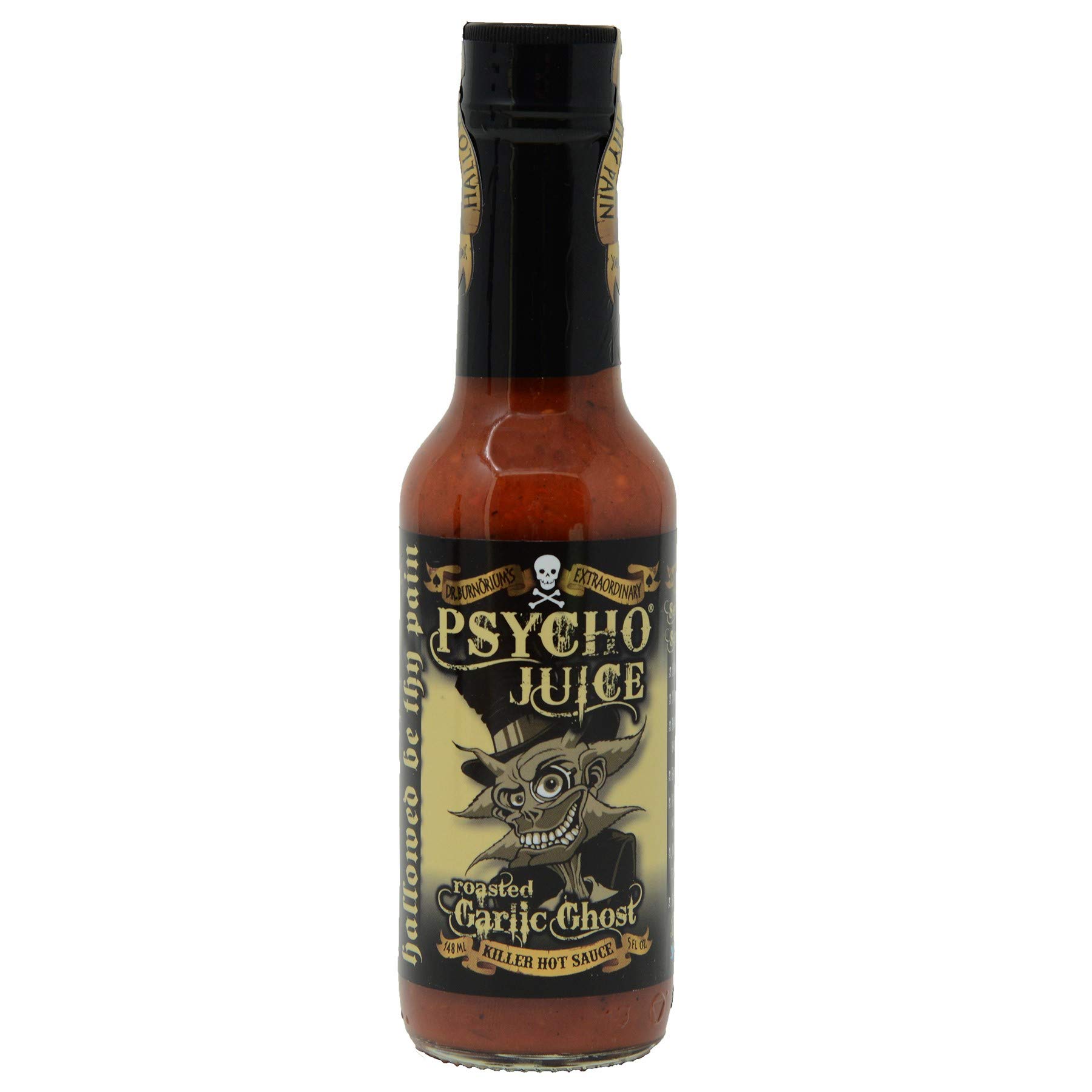 Psycho Juice Hot Chili Sauce with Roasted Garlic & Ghost Pepper - Spicy Condiment for Tacos, Wings, Burgers & More