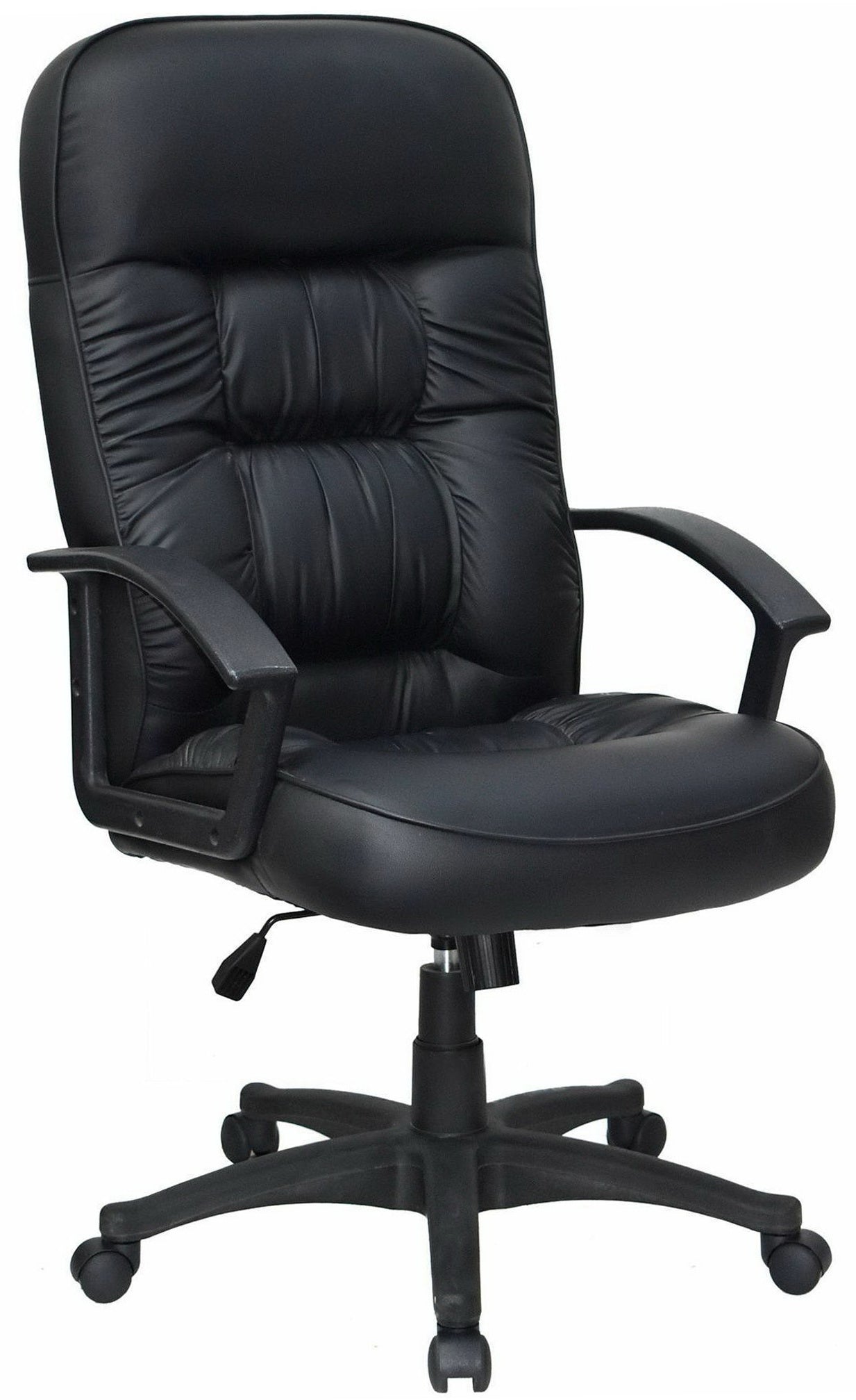 Lorell 60116 High Back Plush Leather Executive Office Chair - Ergonomic Swivel Desk Chair with Adjustable Height for Home & Business Use