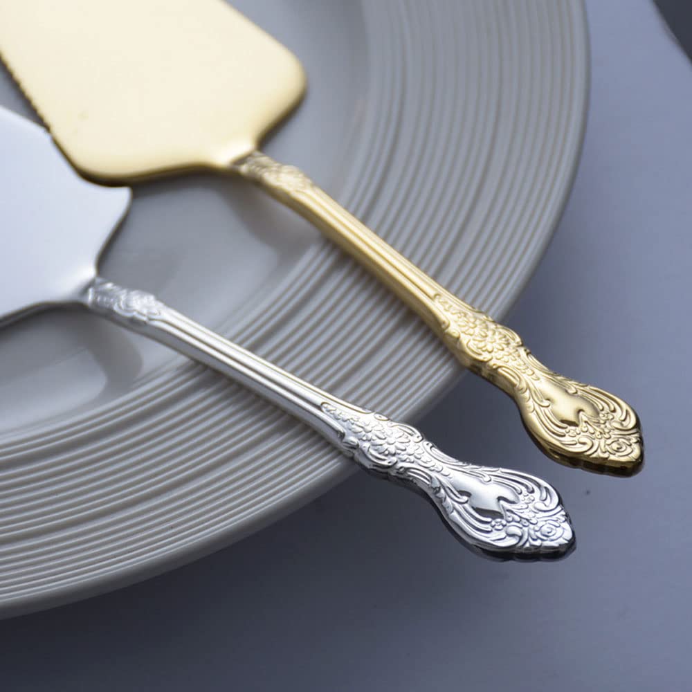 Premium Stainless Steel Dessert Server Spatula Set of 2 - Elegant Cake Pie Pastry Serving Utensils for Wedding, Birthday Parties & Baking - Perfect for Cakes, Pies, Pizza, Cheese & More