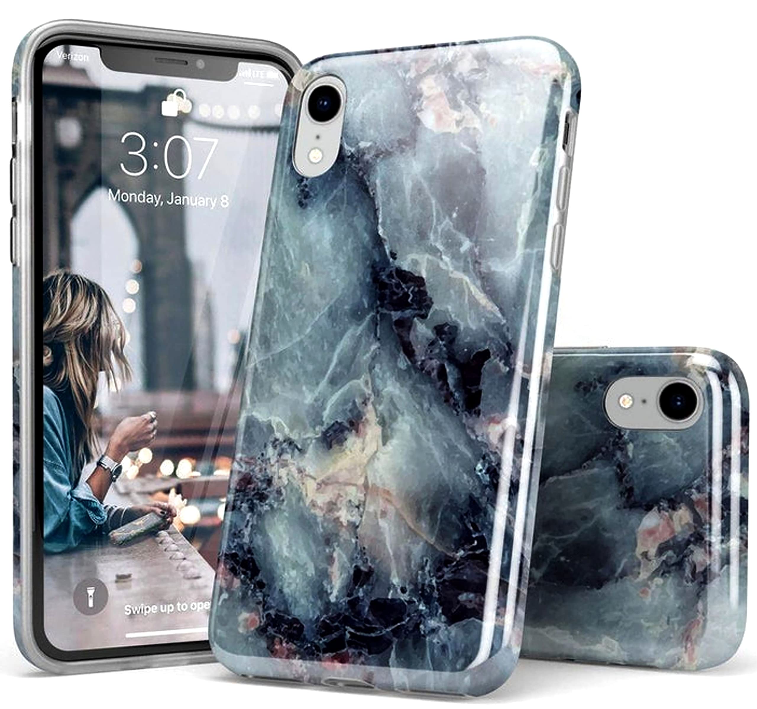 Casely iPhone XR Case - Shockproof Blue Marble Phone Cover | Slim Protective Case for iPhone XR | Perfect for Work, Travel & Everyday Use