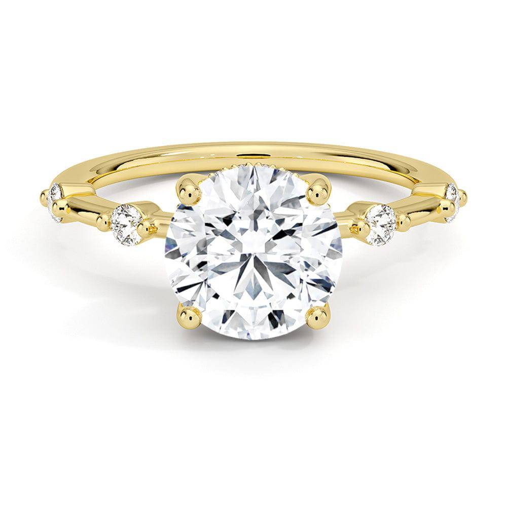 Exquisite Round Cut Moissanite Engagement Ring with Diamond Accent Band & Hidden Halo - Perfect for Proposals, Weddings & Anniversary Gifts