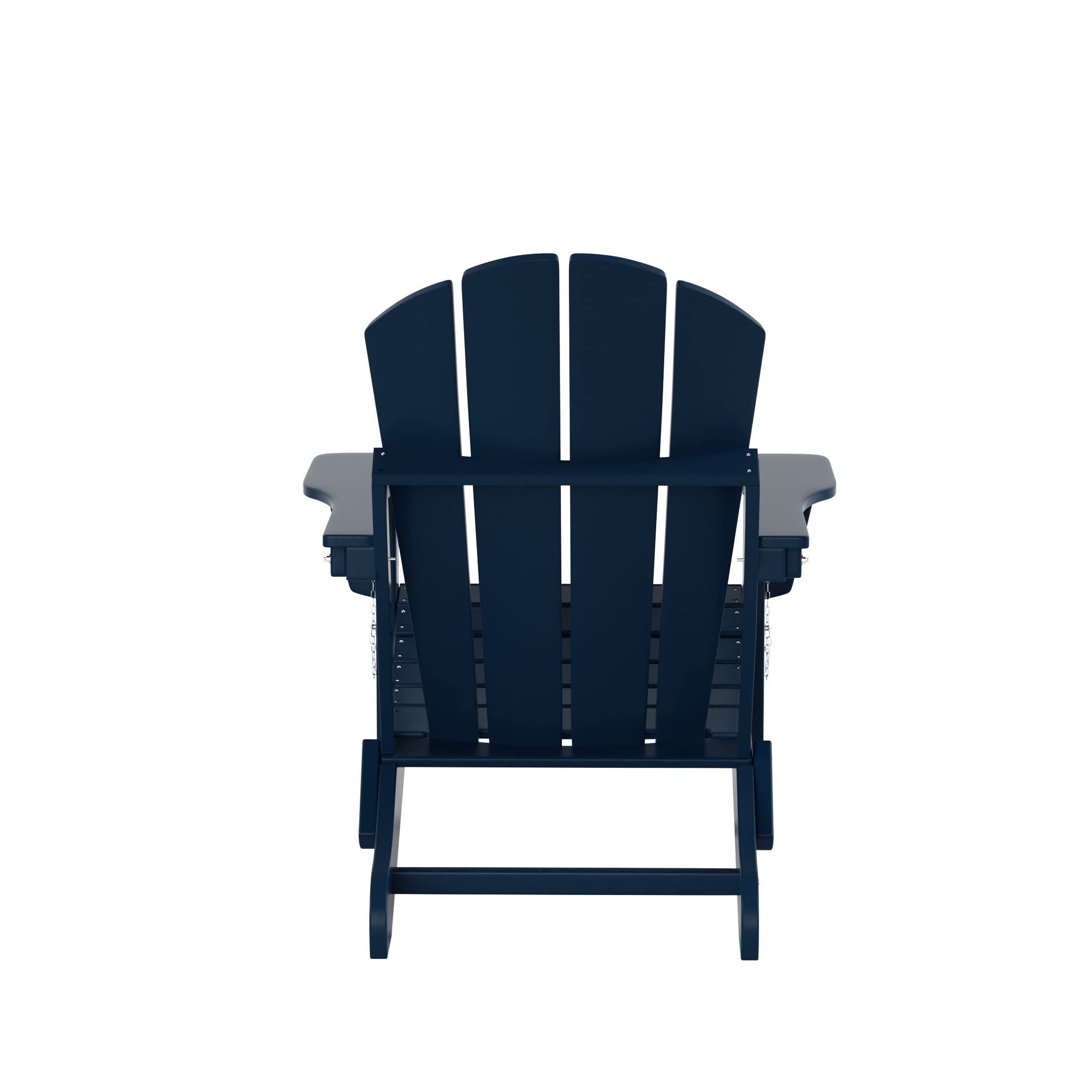 Adirondack Chairs Set of 3 with Table - Outdoor Folding Furniture for Garden, Patio & Camping (Navy Blue)