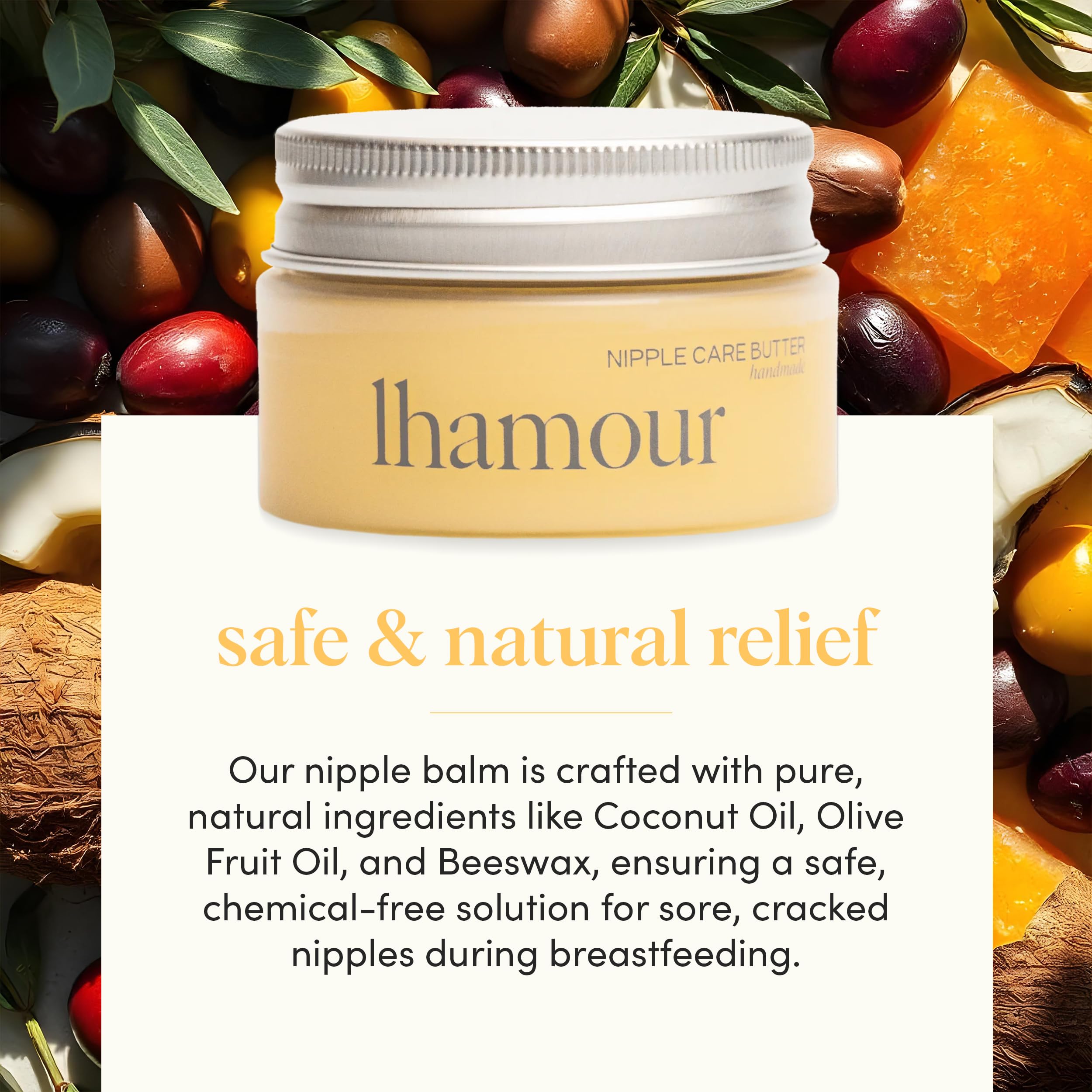 LHAMOUR Nipple Care Butter - 30g Organic Nursing Balm for Breastfeeding Moms - Soothe & Protect Cracked, Dry Nipples - Perfect for Postpartum Care & Nursing Comfort