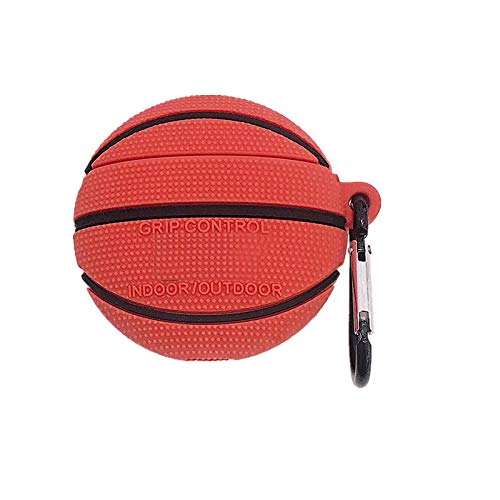 Airpods 1 & 2 Silicone Case - Basketball Design with Keychain for Sports Lovers