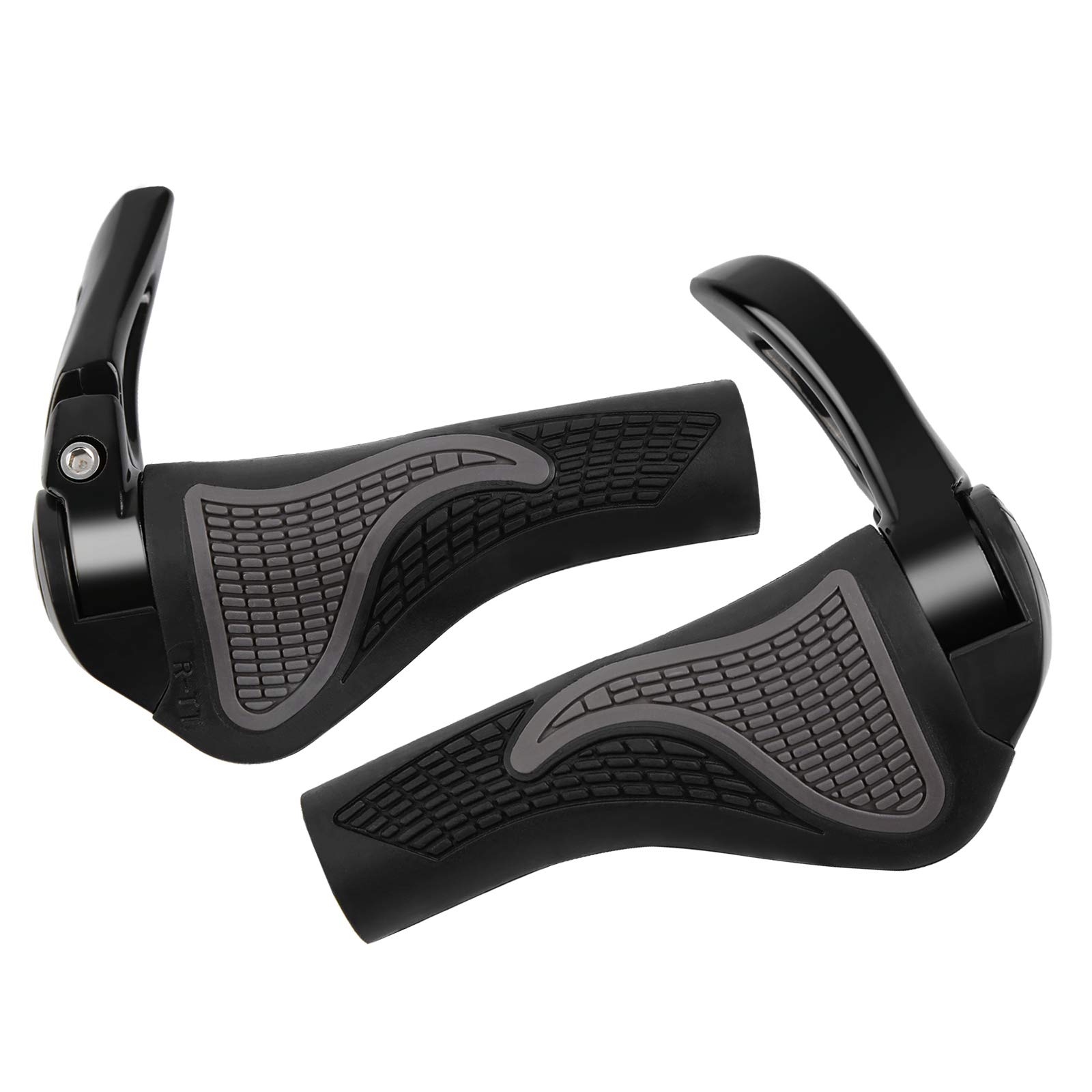 Ergonomic Lock-on Bike Handlebar Grips - Anti-Slip Rubber BMX Bicycle Handlebars with End Caps | Comfortable MTB Mountain Bike & Folding Bike Grips for Long Rides, Commuting & Off-Road Cycling