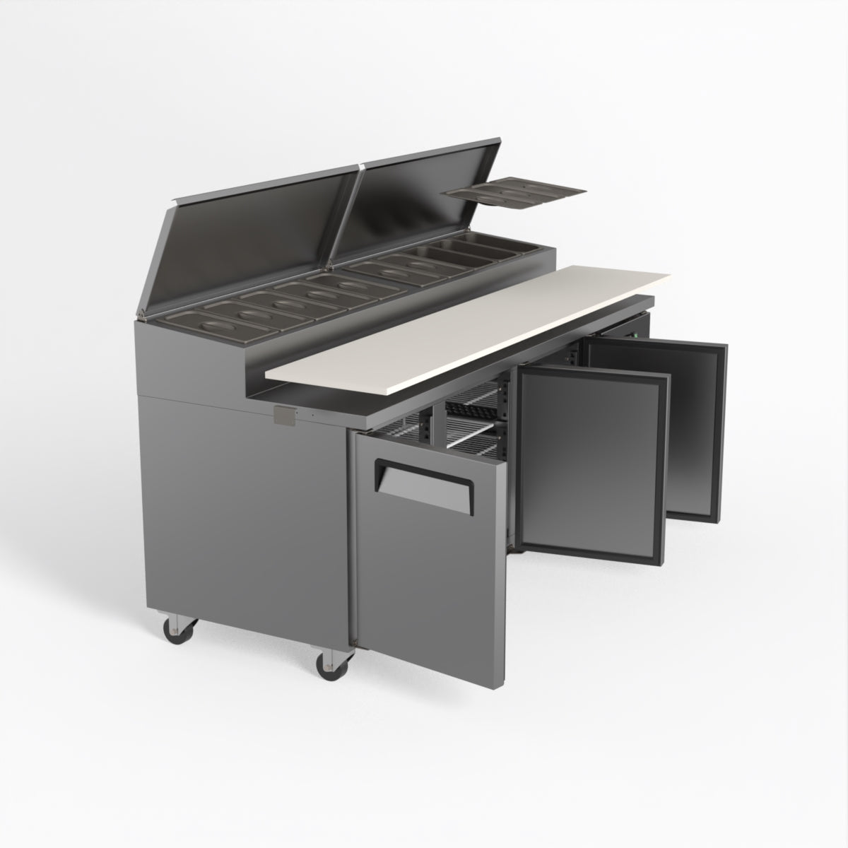 AG 3 Door Commercial Saladette Refrigerator - Holds 10 x 1/3 GN Trays - Perfect for Restaurants, Delis & Catering Businesses