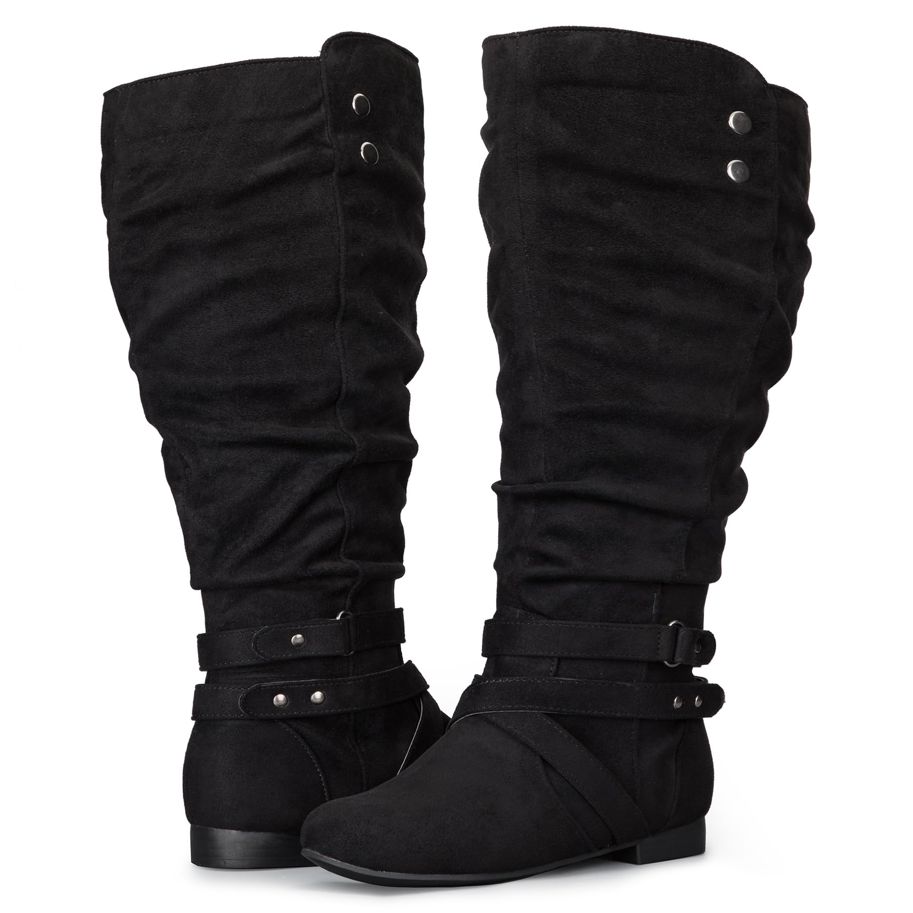 Mysoft Women's Wide & Extra Wide Calf Knee High Boots - Flat Heel Tall Boots with Side Zippers for Comfortable All-Day Wear - Perfect for Work, Office & Winter Fashion