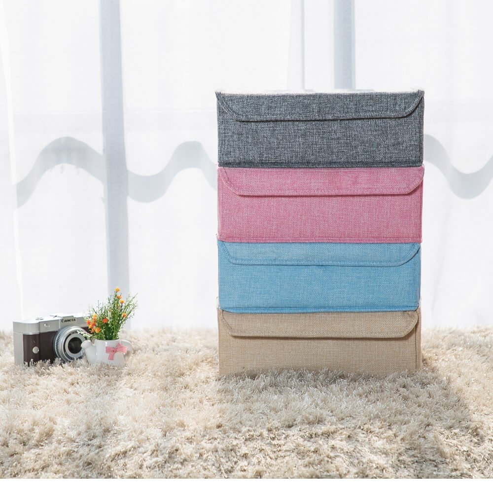 ALYER Collapsible Drawer Organizer with Lid - Foldable Underwear Storage Box for Socks, Panties, Bras & Ties | Sturdy Closet Organizer for Bedroom & Dresser (Blue) - Perfect for Home & Office Organization