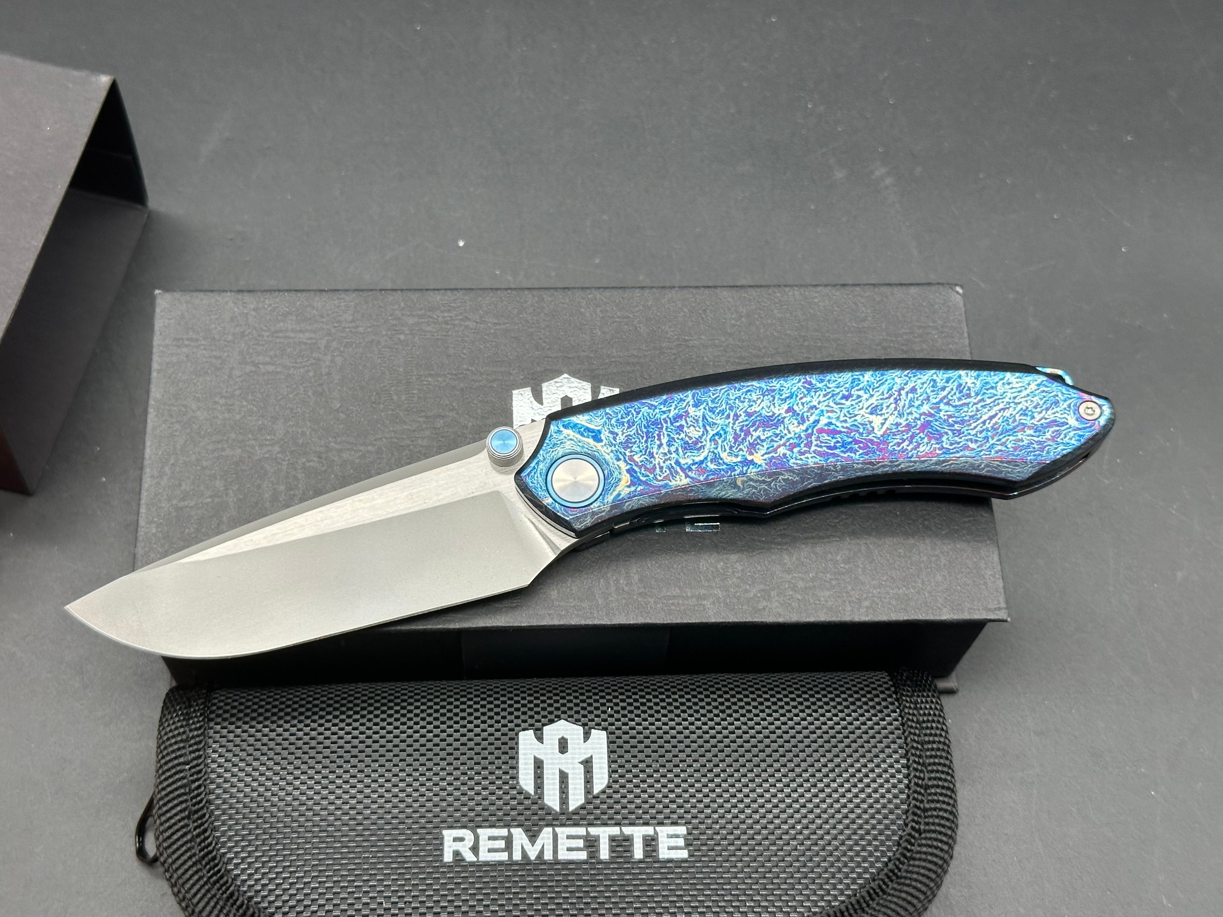 REMETTE Wild Species M390 Folding Knife - Colorful Titanium Handle - Premium EDC Pocket Knife for Outdoor Camping, Hiking & Survival Gear