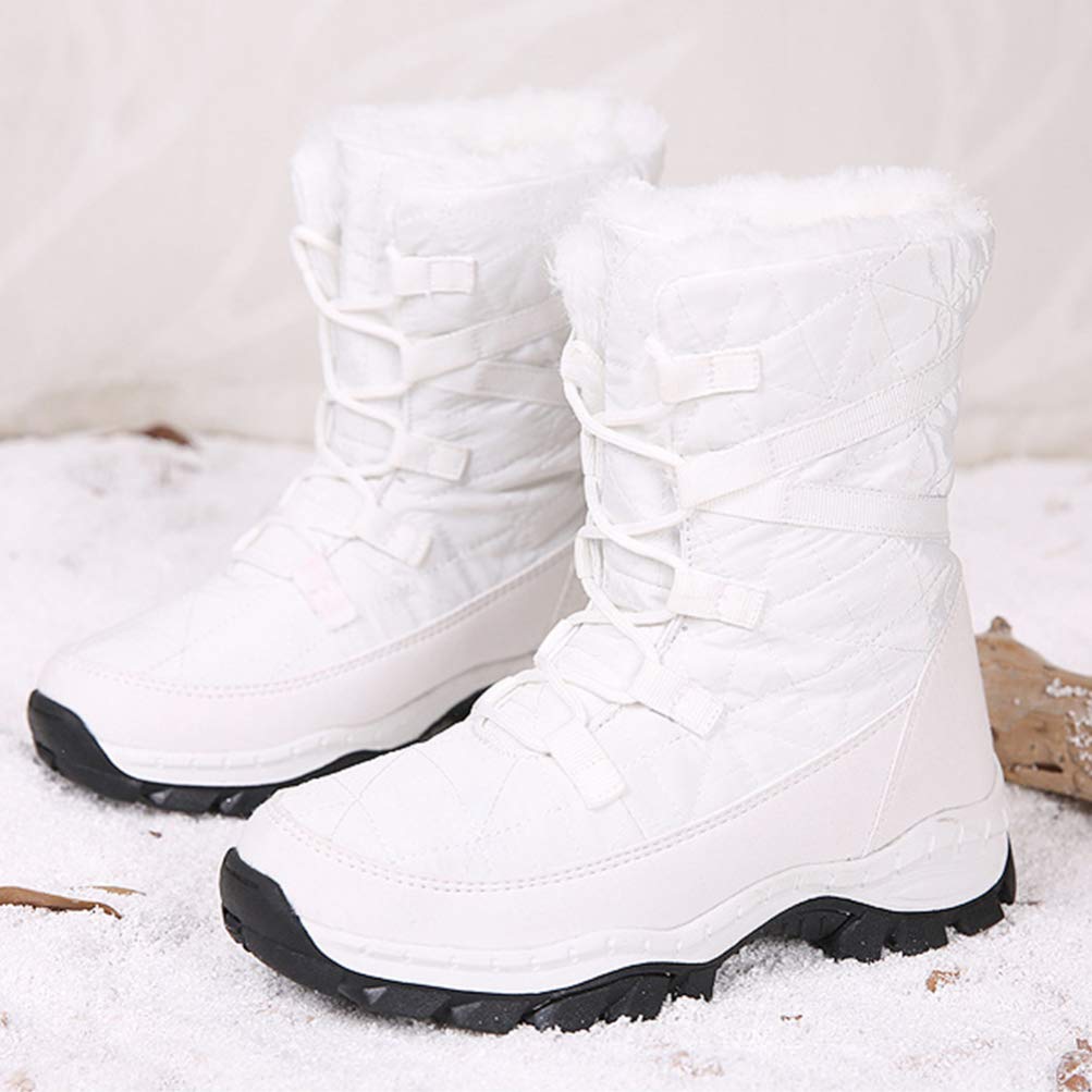 Holibanna Women's Mid-Calf Winter Snow Boots - Warm Waterproof Leather Ankle Booties for Cold Weather, Hiking & Outdoor Activities