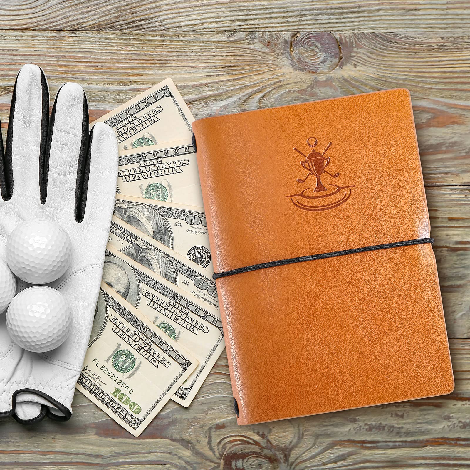Premium Leather Golf Scorecard Book & Yardage Notebook - Golf Journal Notepad for Men & Women - Perfect Christmas Golf Gifts for Golfers - Ideal for Tracking Scores, Yardages & Golf Course Notes During Practice & Tournaments
