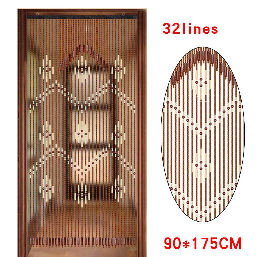 Gdrasuya10 Natural Wooden Beaded Curtain - 32 Lines Handmade Wood Bead Room Divider for Porch, Bedroom & Living Room | Boho Home Decor, Doorway Partition, Window Screen & Privacy Screen