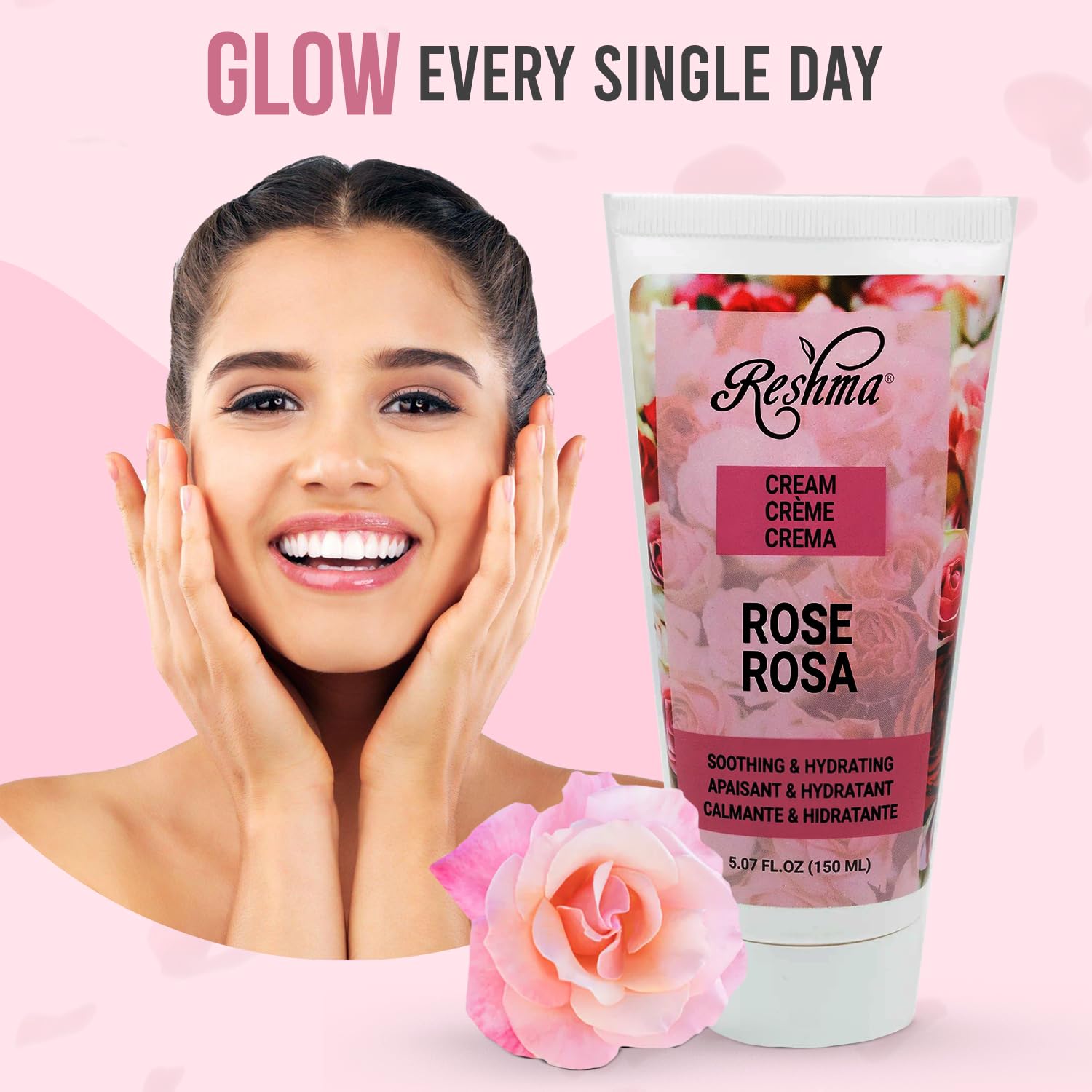 Reshma Beauty Rose Face & Body Cream for Normal to Dry Skin - Hydrating Moisturizer with Rose Oil, Almond Oil & Olive Oil - Enhances Natural Glow - 5.07 fl oz Body Butter (Pack of 1) - Perfect for Daily Skincare Routine & Nighttime Hydration