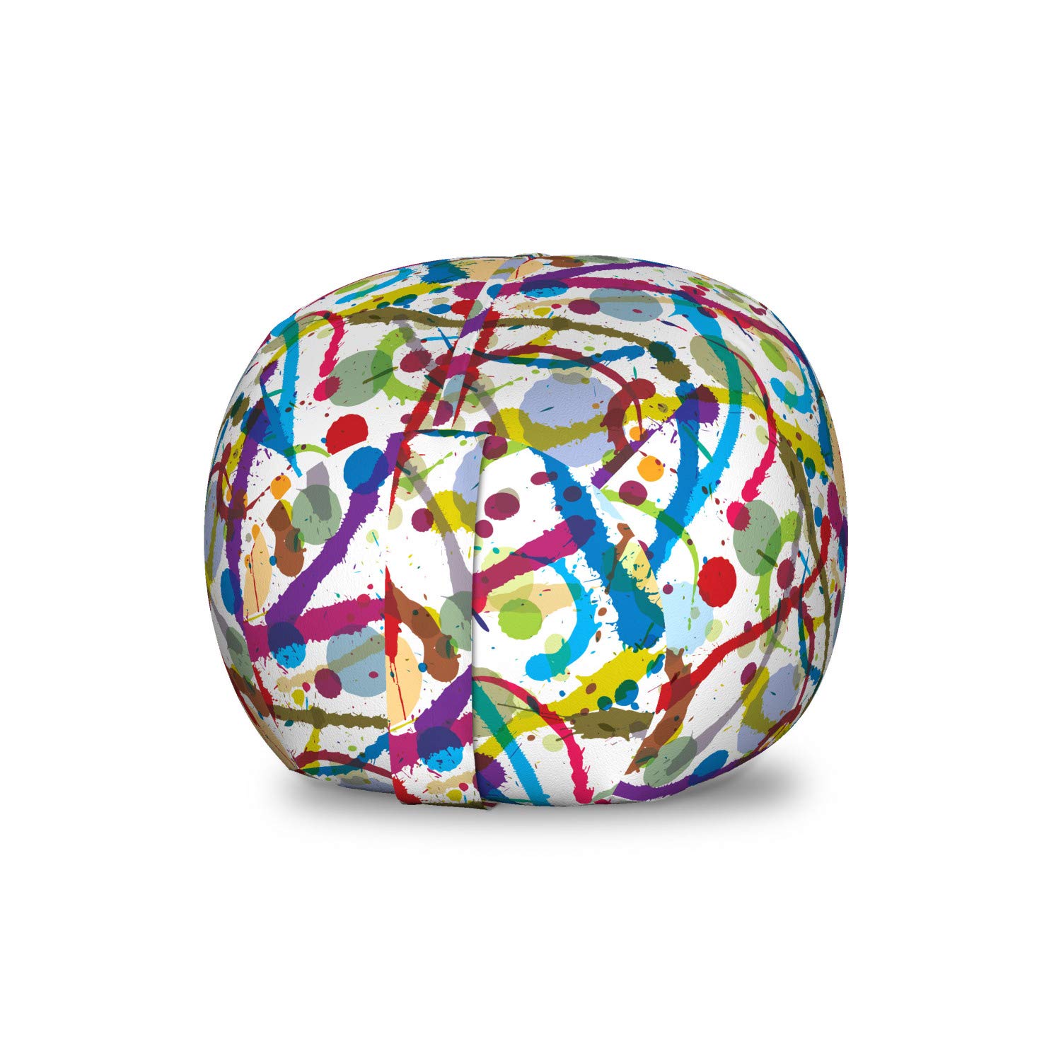 Ambesonne Grunge Storage Toy Bag Chair - Colorful Ink Splatter Design, Washable Stuffed Animal Organizer for Kids Room, Small Multicolor Bean Bag with Creative Messy Display | Perfect for Playroom, Bedroom & Nursery Decor