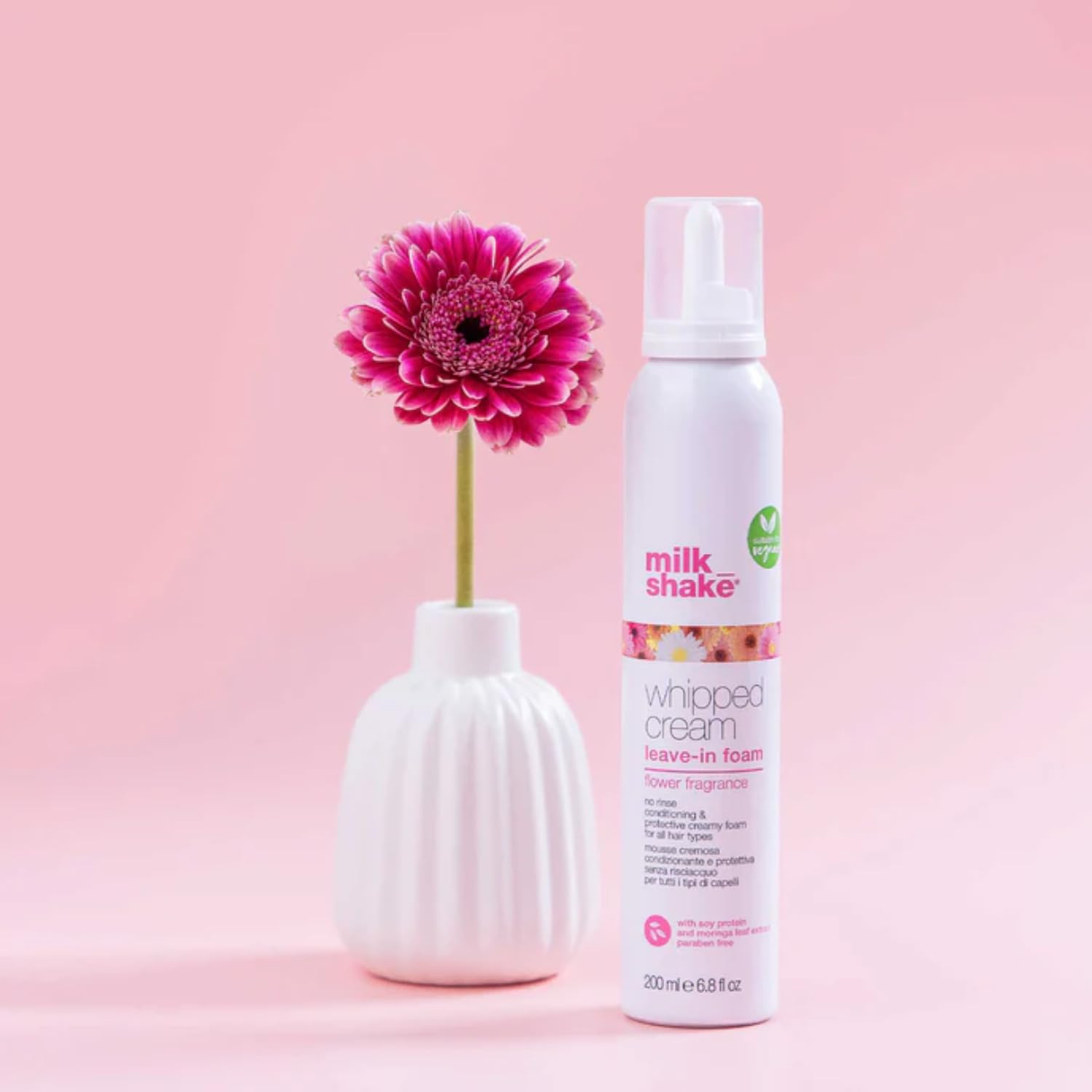 milk_shake Whipped Cream Flower - No Rinse Conditioning & Protective Creamy Foam for All Hair Types - 6.8 Fl Oz (200ml) - Perfect for Daily Hair Care, Styling & Frizz Control