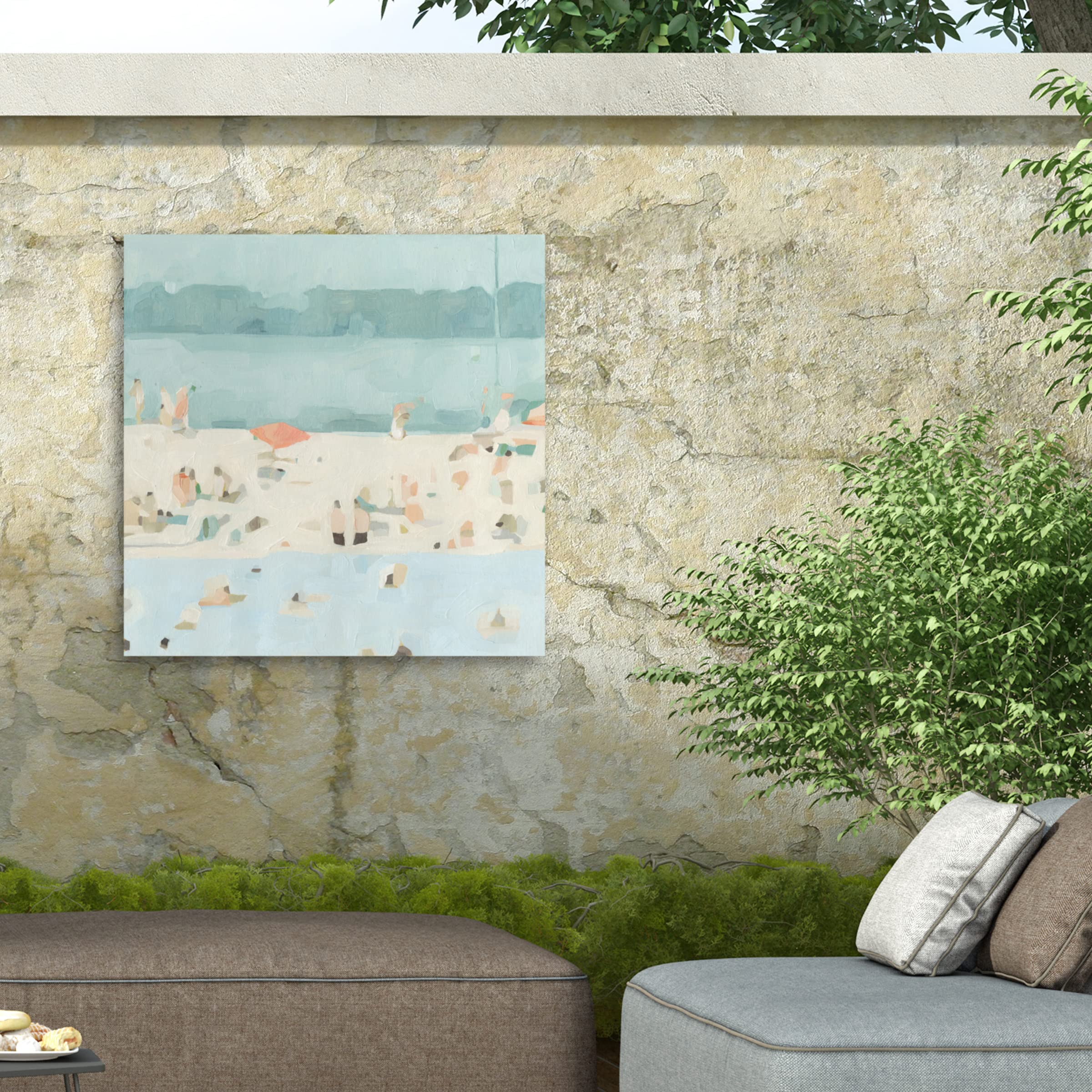 Emma Scarvey 'Sea Glass Sandbar II' Waterproof Outdoor Wall Art - Perfect for Patio, Garden, Beach House & Coastal Decor