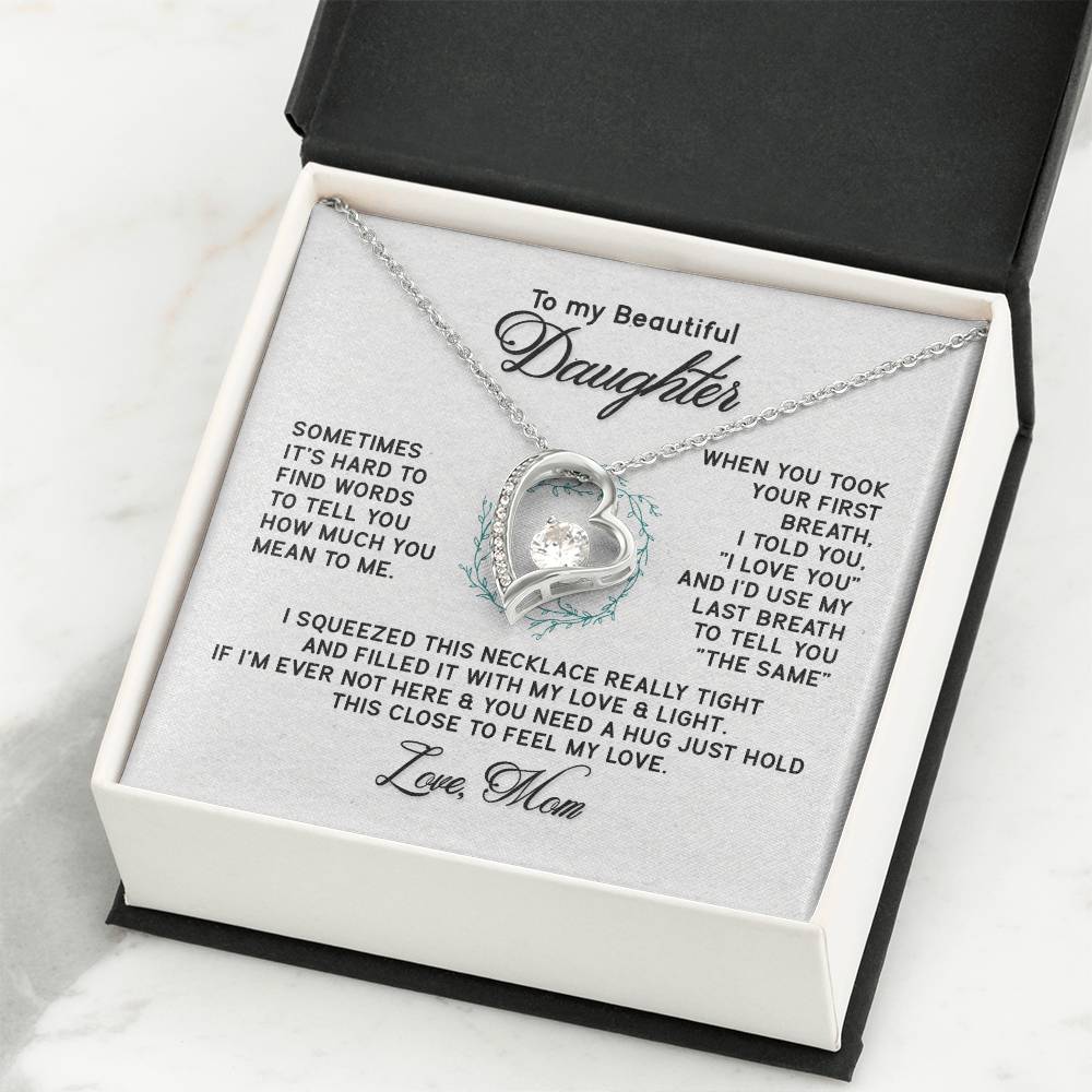 Beautiful Jewelry Necklace for Daughter - Thoughtful Gift from Mom in White or Yellow Gold Finish - Perfect for Birthdays, Graduation & Special Occasions