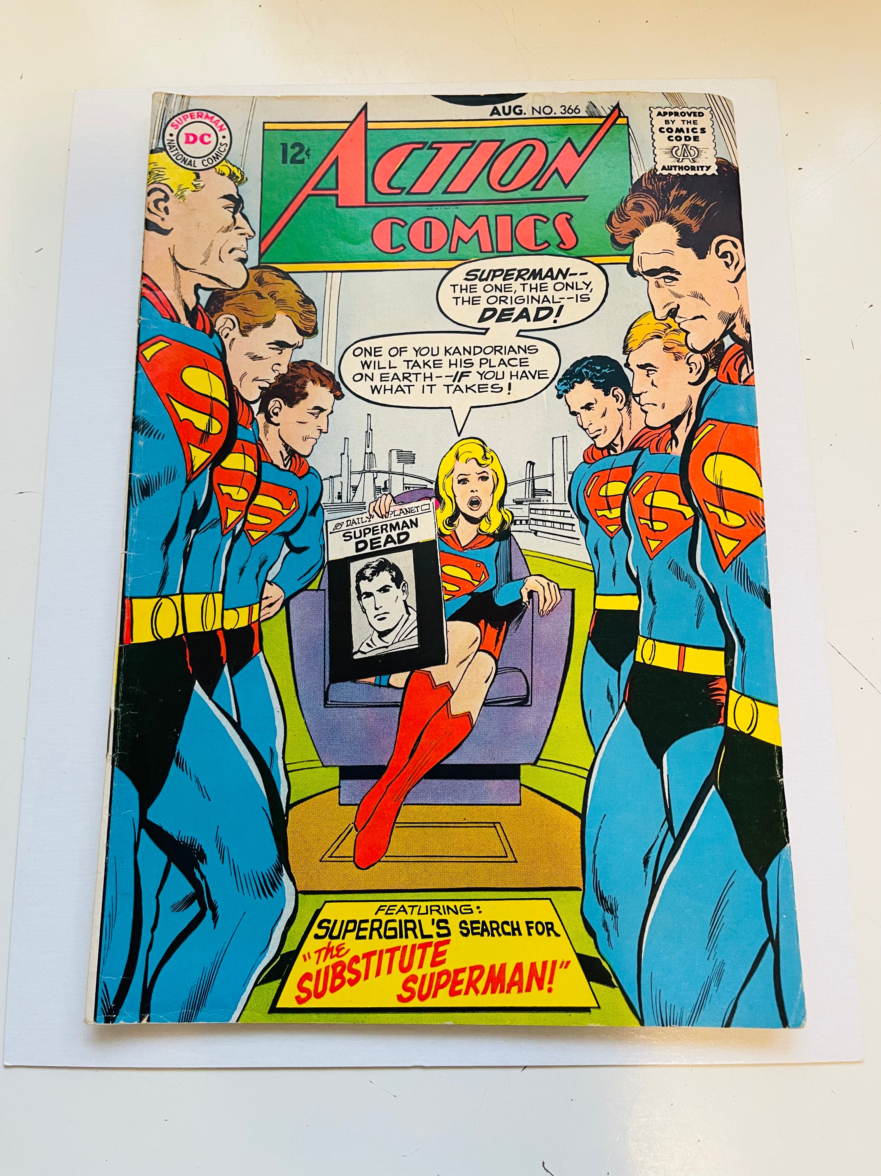 Action Superman #366 Vintage Comic Book 1968 - Rare Collectible for DC Fans, Perfect for Display & Investment