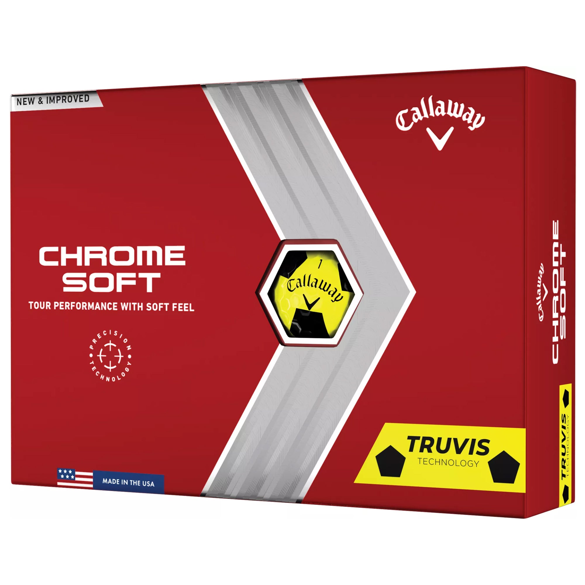 Callaway Chrome Soft Truvis Golf Balls - 12 Pack Premium Golf Balls for Distance & Control - Perfect for Tournament Play & Practice Rounds