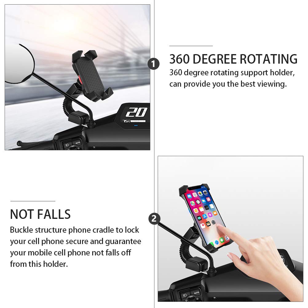 BESPORTBLE Universal Motorcycle Phone Mount - Adjustable Bike Phone Holder for GPS Navigation, Electric Bicycle & Motorbike - Durable Rearview Mirror Phone Stand for Safe Riding & Commuting